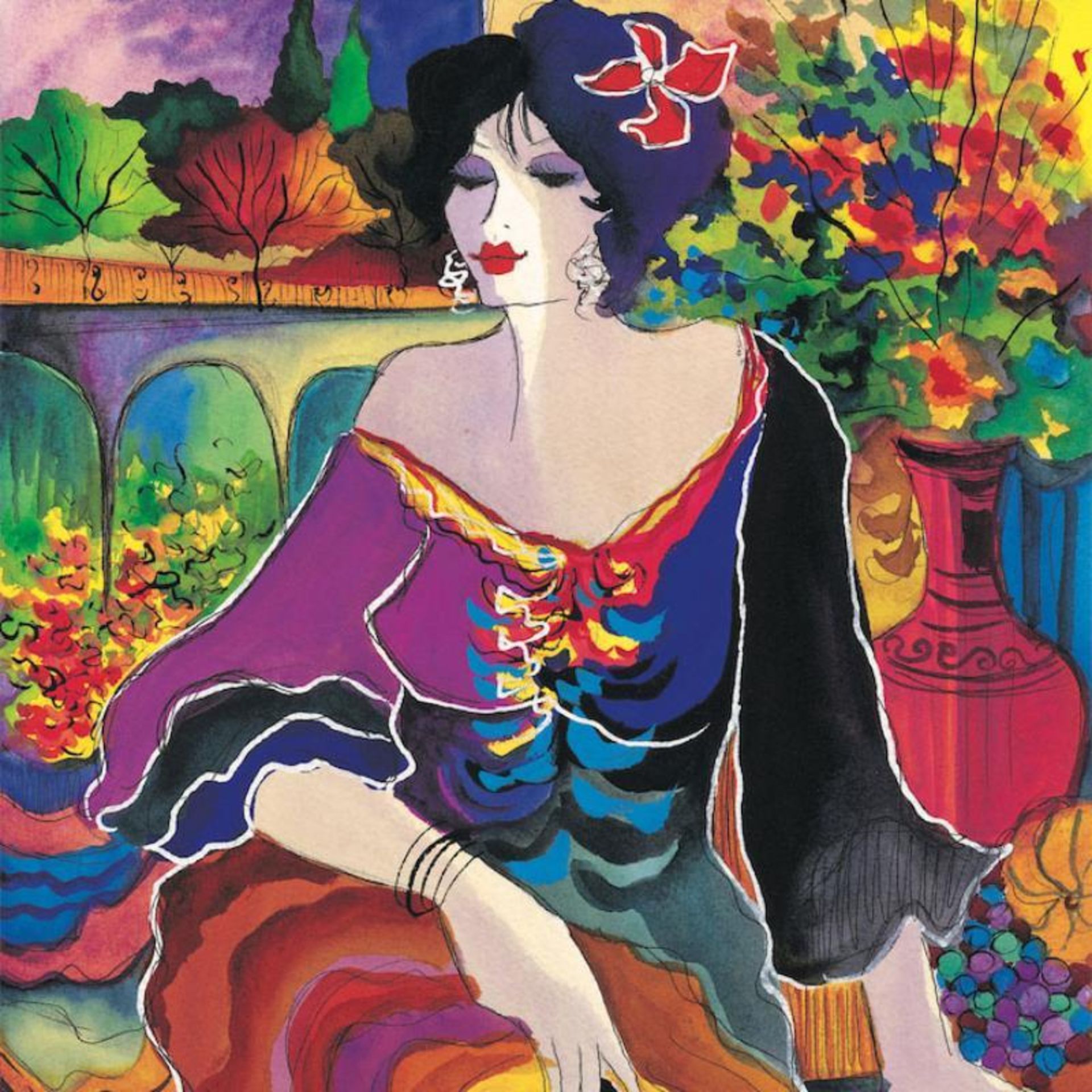 Patricia Govezensky, "Flower Shop" Hand Signed Limited Edition Giclee on Canvas - Image 2 of 2