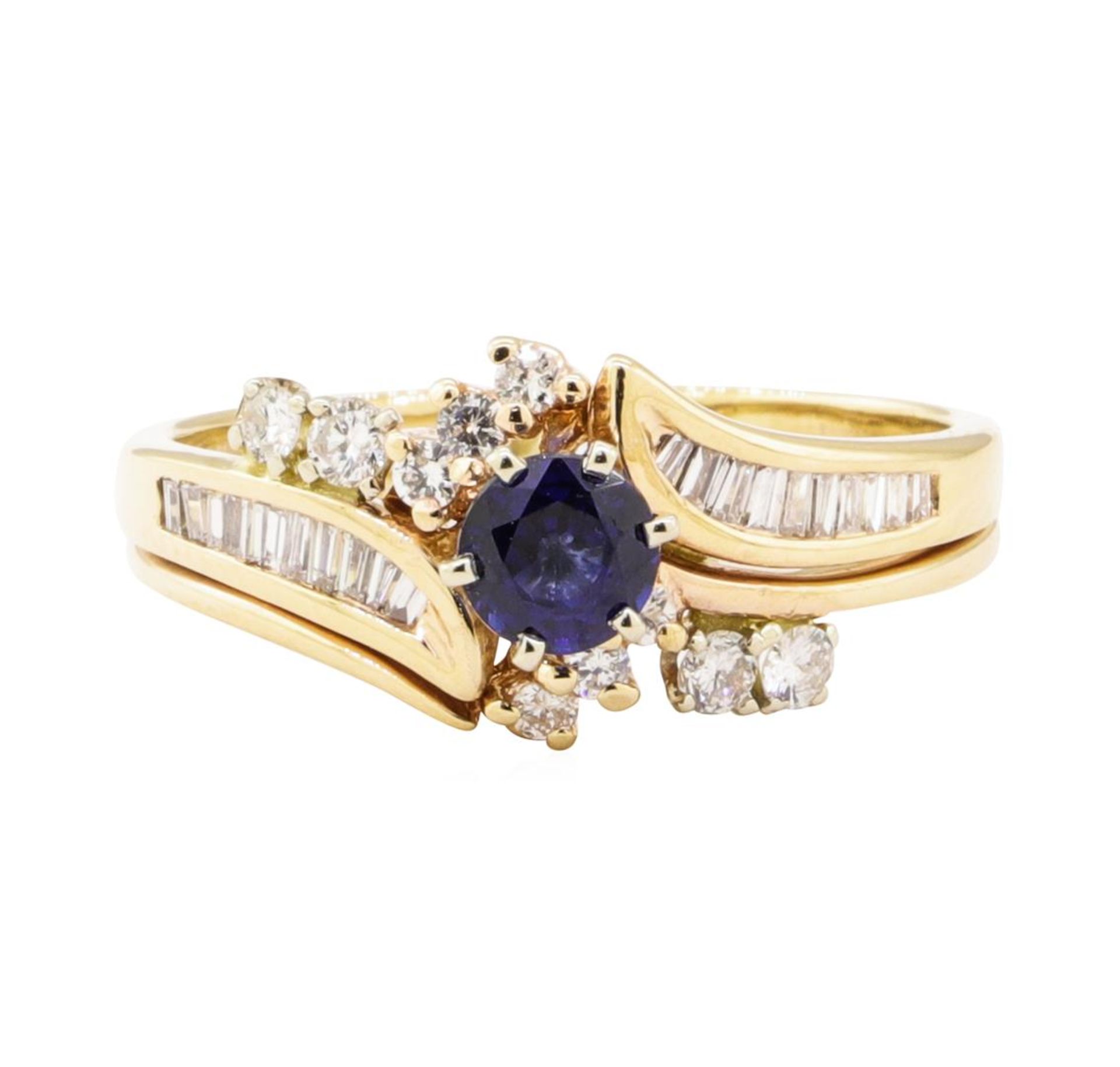 1.10 ctw Blue Sapphire and Diamond Ring - 14KT Yellow Gold - Image 2 of 4