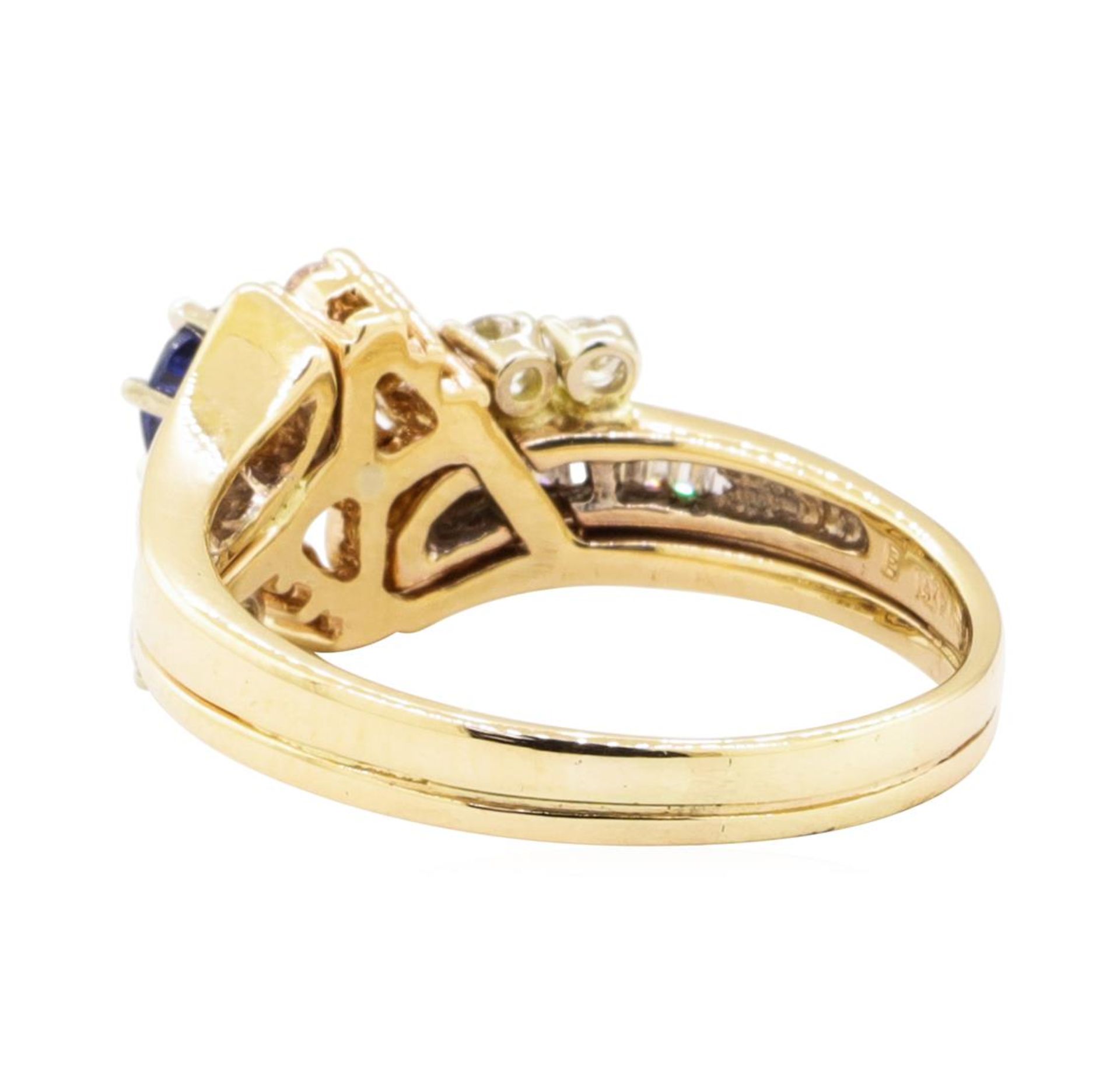 1.10 ctw Blue Sapphire and Diamond Ring - 14KT Yellow Gold - Image 3 of 4