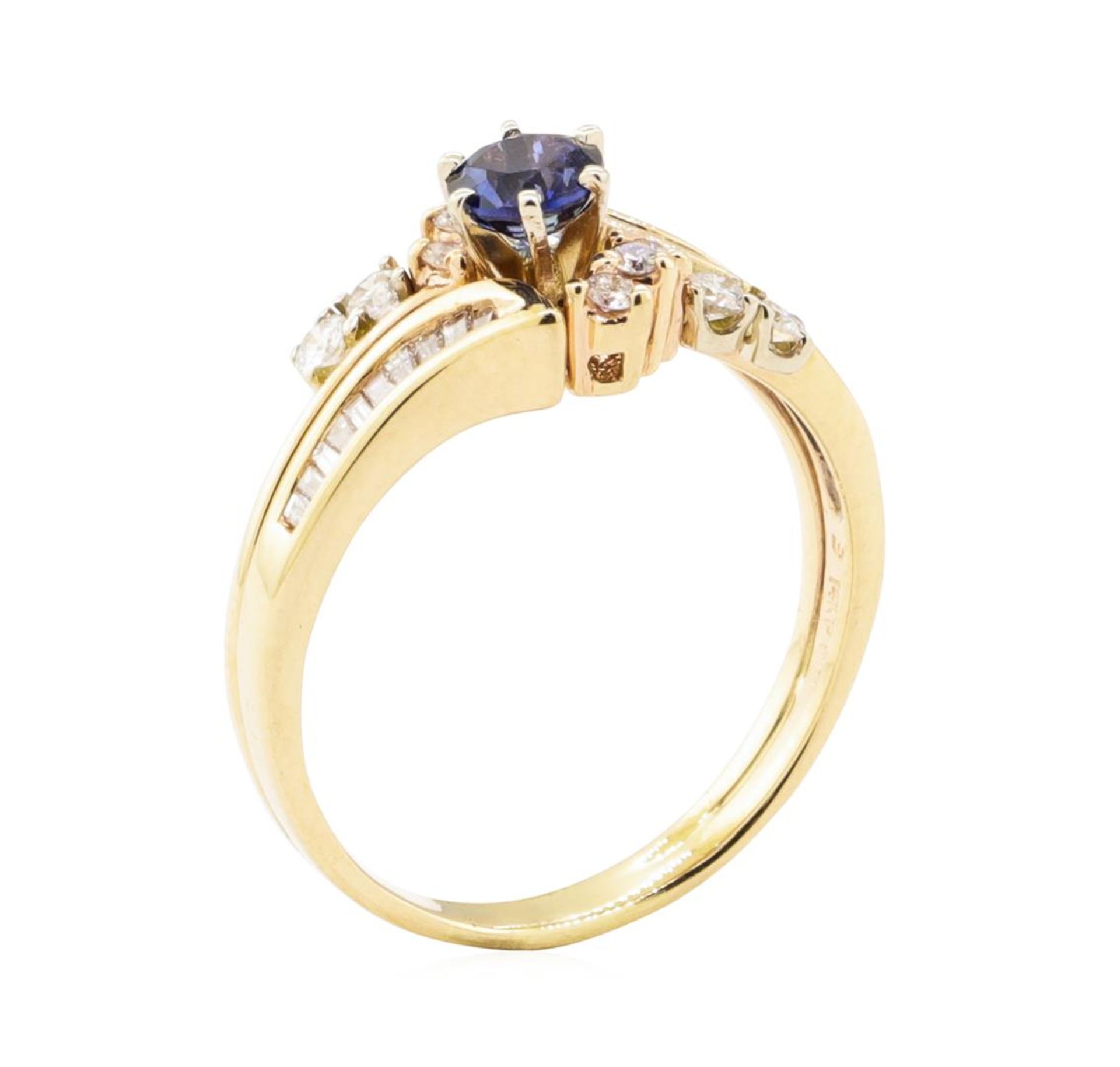 1.10 ctw Blue Sapphire and Diamond Ring - 14KT Yellow Gold - Image 4 of 4
