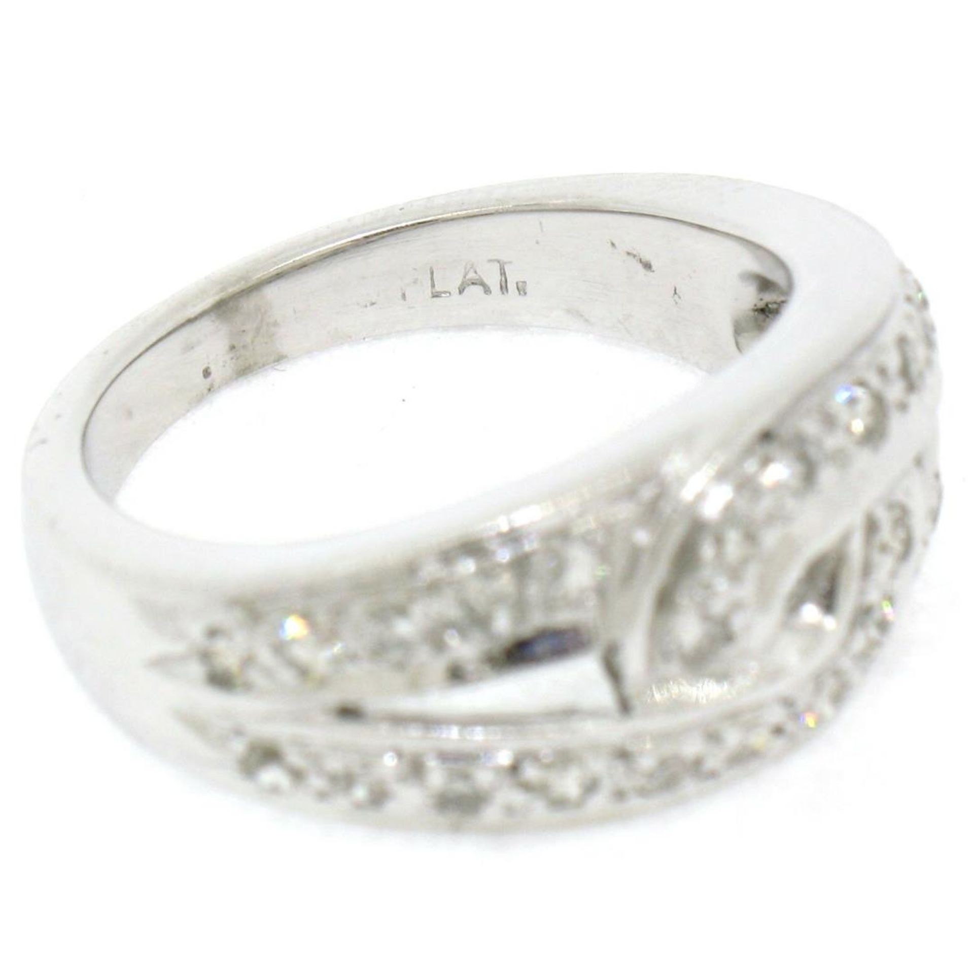 Vintage Platinum 0.50ctw Round Single Cut Pave Diamond Interlocking Band Ring - Image 9 of 9