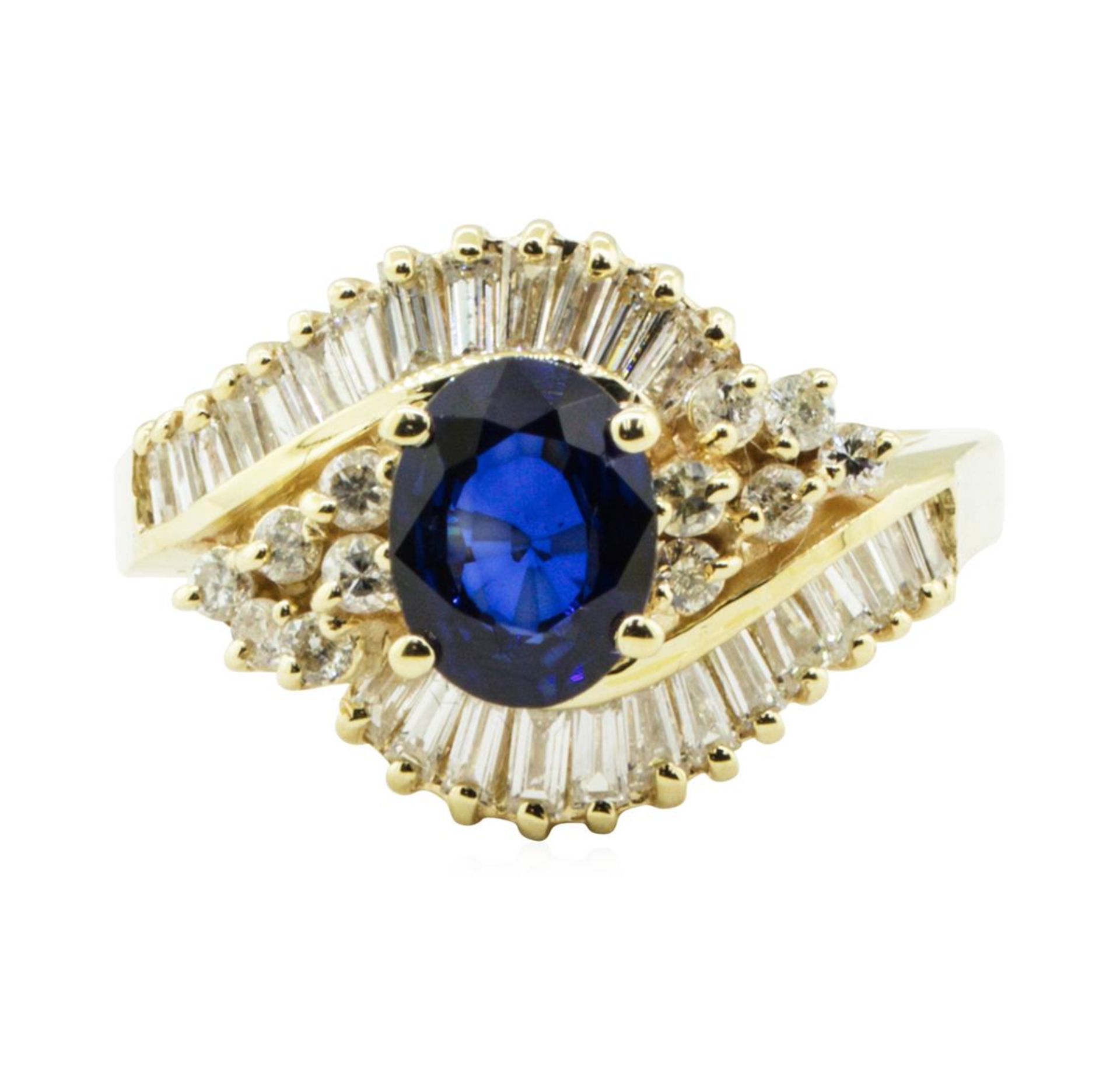 2.19 ctw Oval Brilliant Blue Sapphire And Diamond Ring - 14KT Yellow Gold - Image 2 of 5