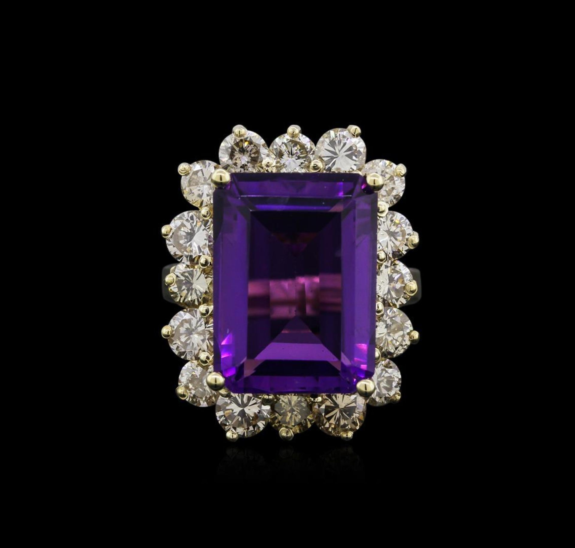 14KT Yellow Gold 10.53 ctw Amethyst and Diamond Ring - Image 2 of 4