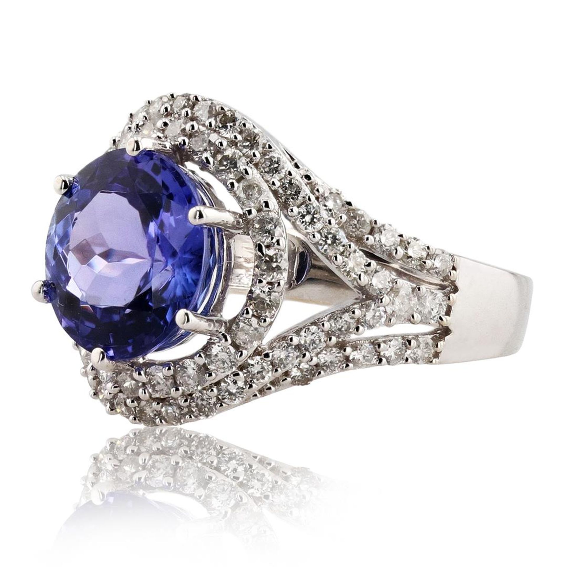 4.18ct Tanzanite and 1.07ctw Diamond 14K White Gold Ring - Image 2 of 4