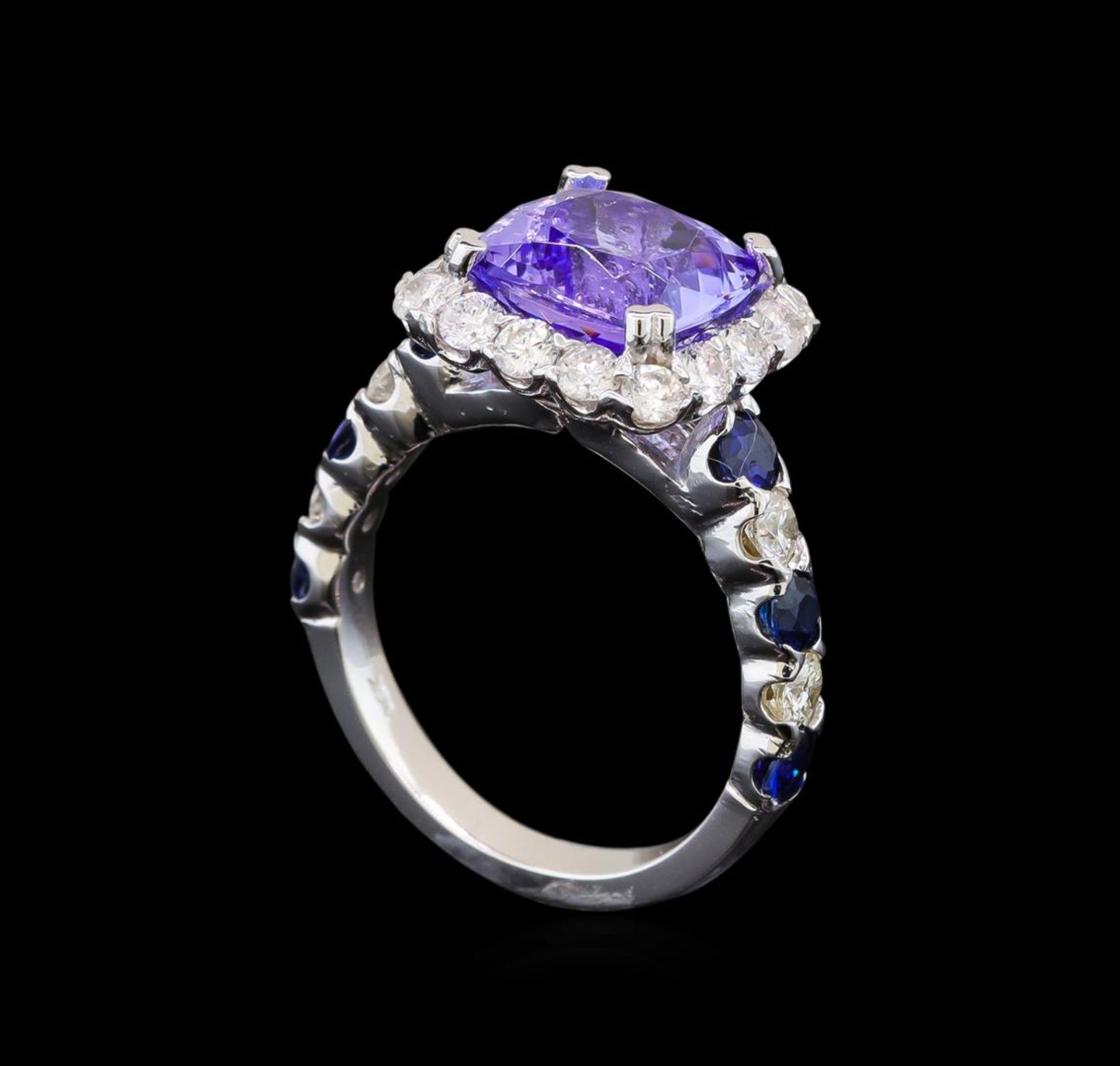14KT White Gold 3.49 ctw Tanzanite, Sapphire and Diamond Ring - Image 4 of 5