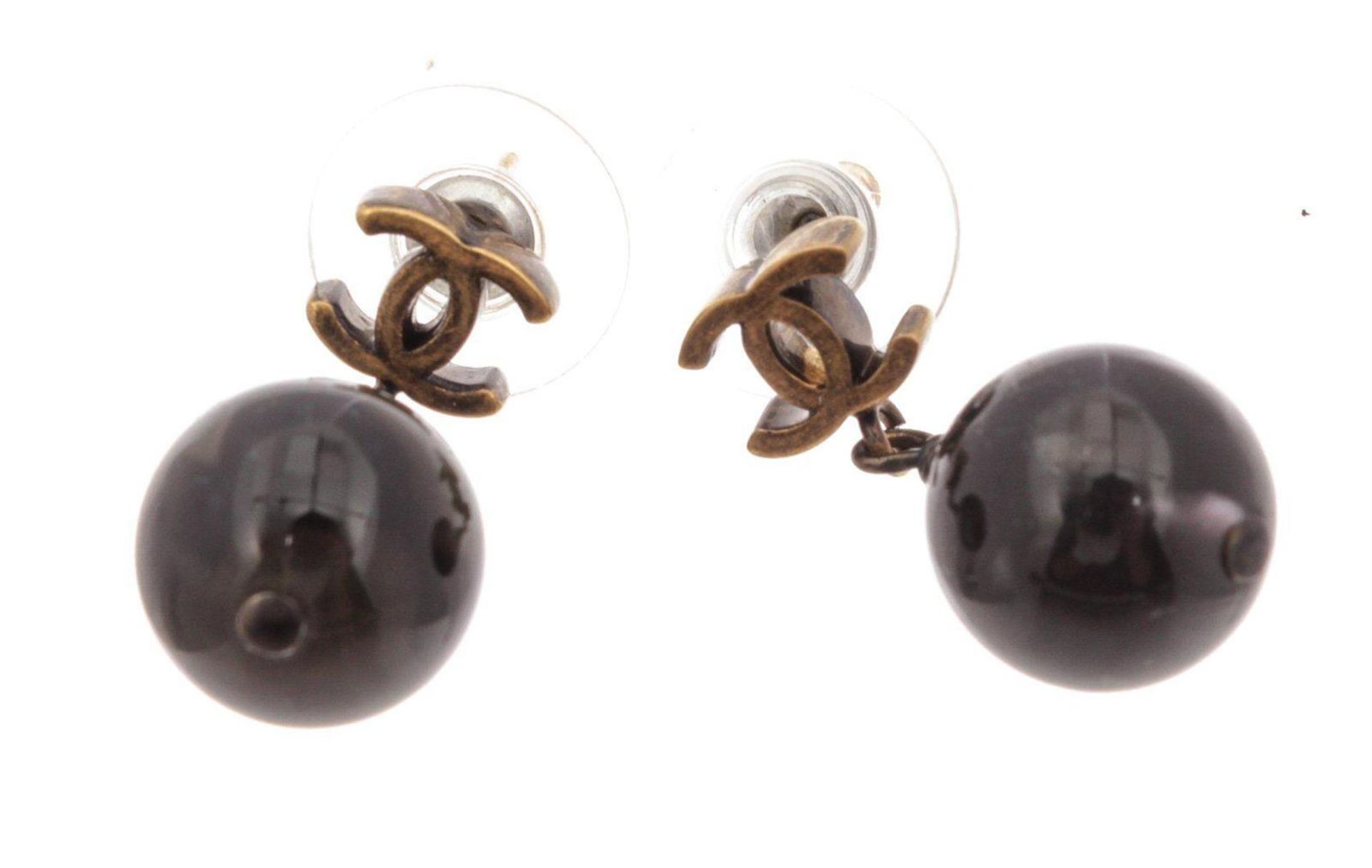 Chanel Black CC Earrings