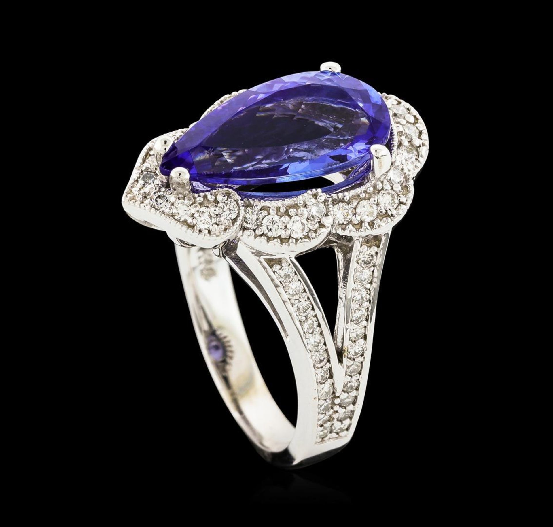 3.40 ctw Tanzanite and Diamond Ring - 14KT White Gold - Image 4 of 5