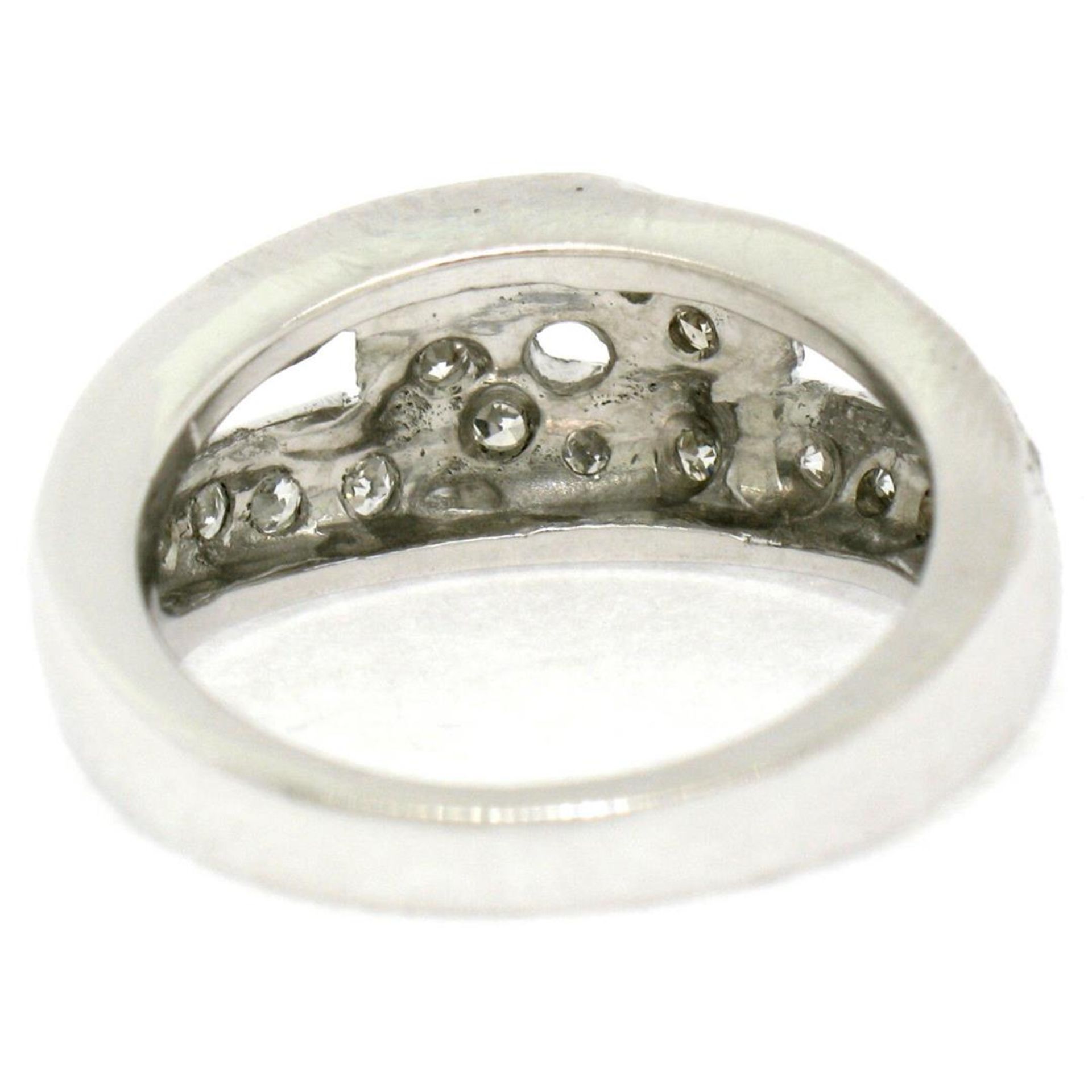 Vintage Platinum 0.50ctw Round Single Cut Pave Diamond Interlocking Band Ring - Image 8 of 9