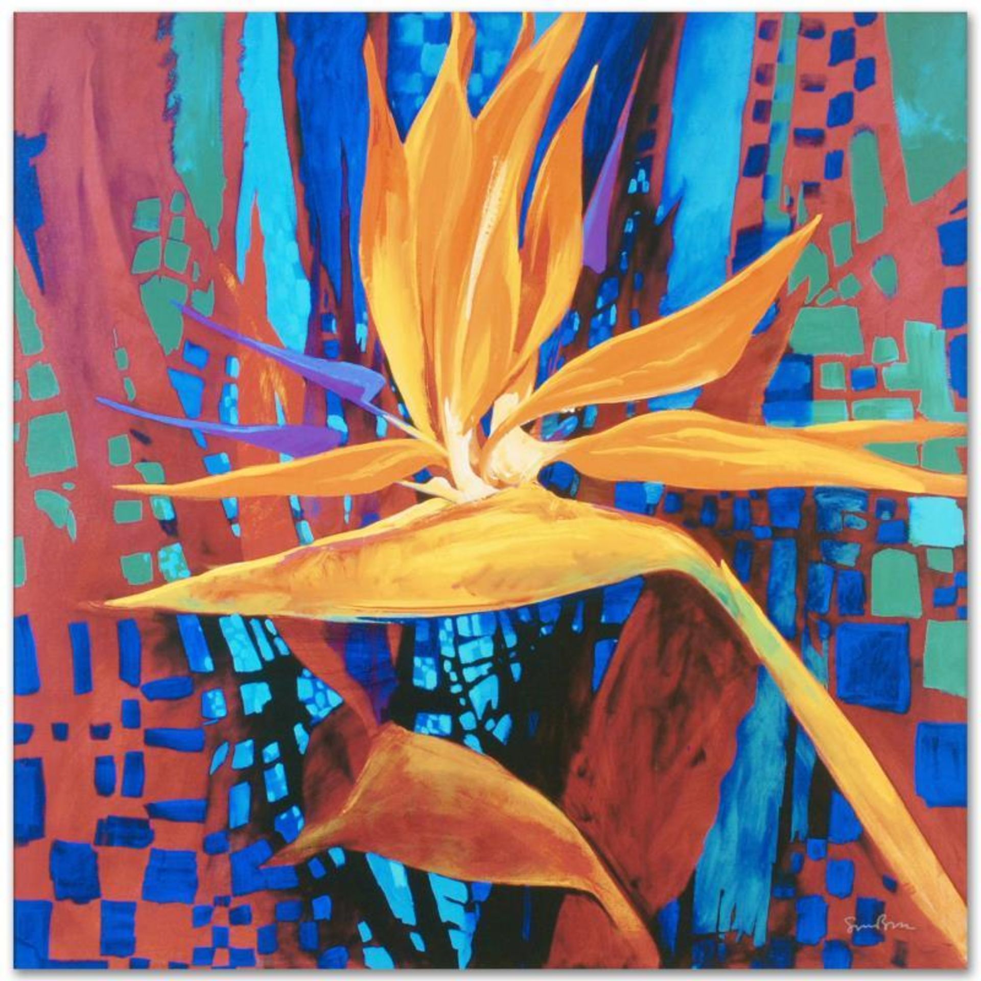 "Bird of Paradise" Limited Edition Giclee on Canvas by Simon Bull, Numbered and
