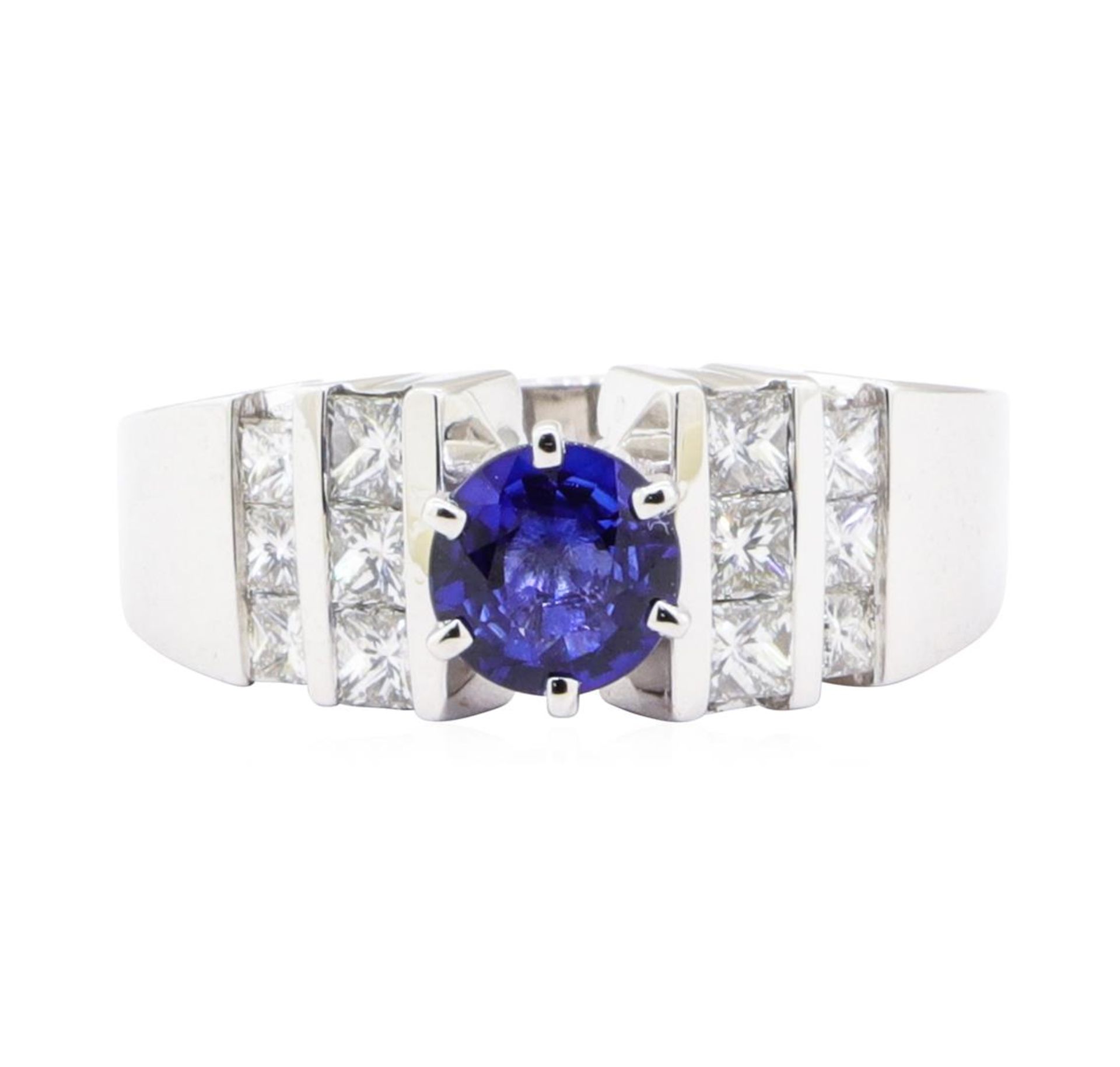 1.12 ctw Sapphire And Diamond Ring - 14KT White Gold - Image 2 of 5