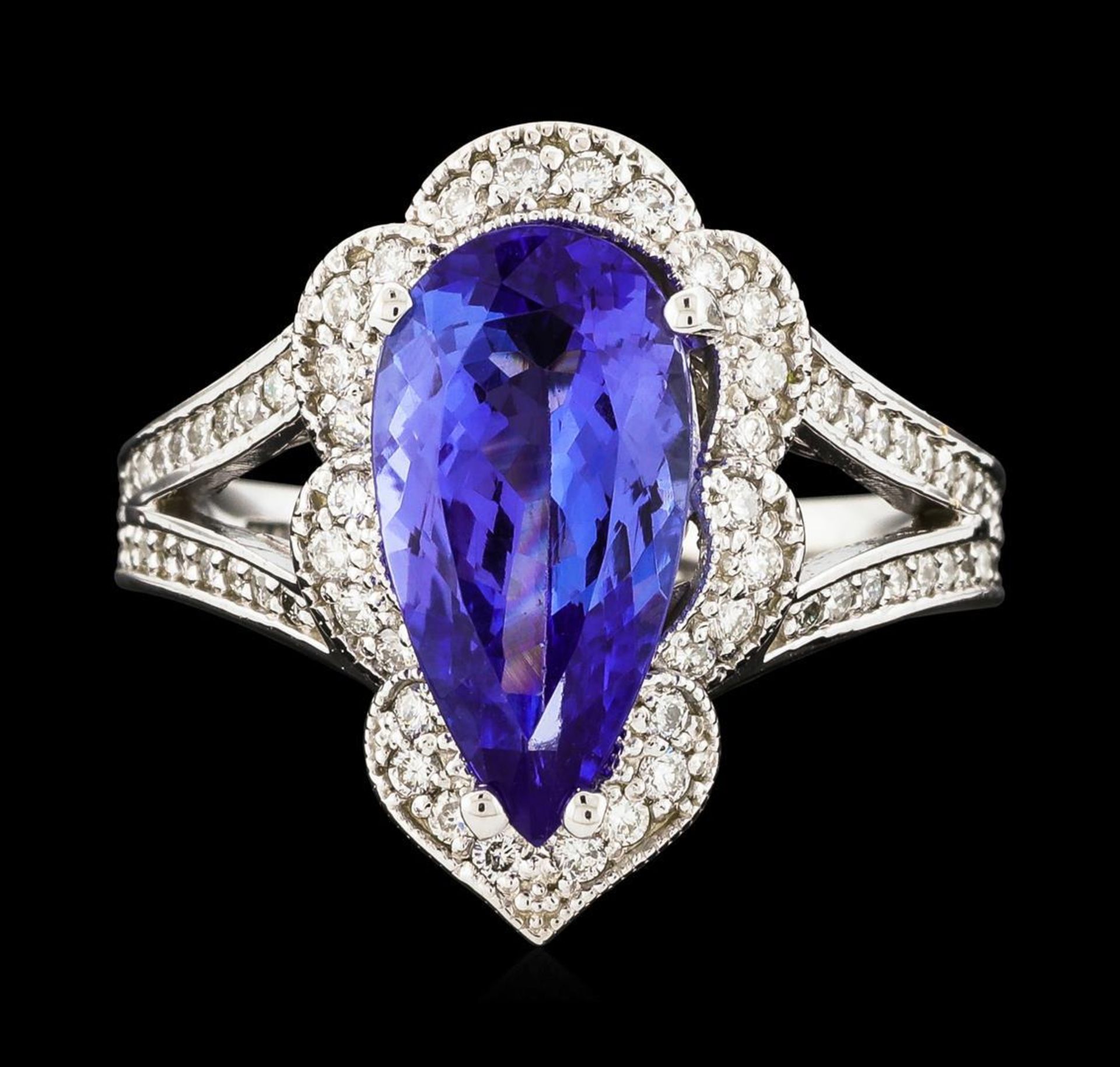 3.40 ctw Tanzanite and Diamond Ring - 14KT White Gold - Image 2 of 5