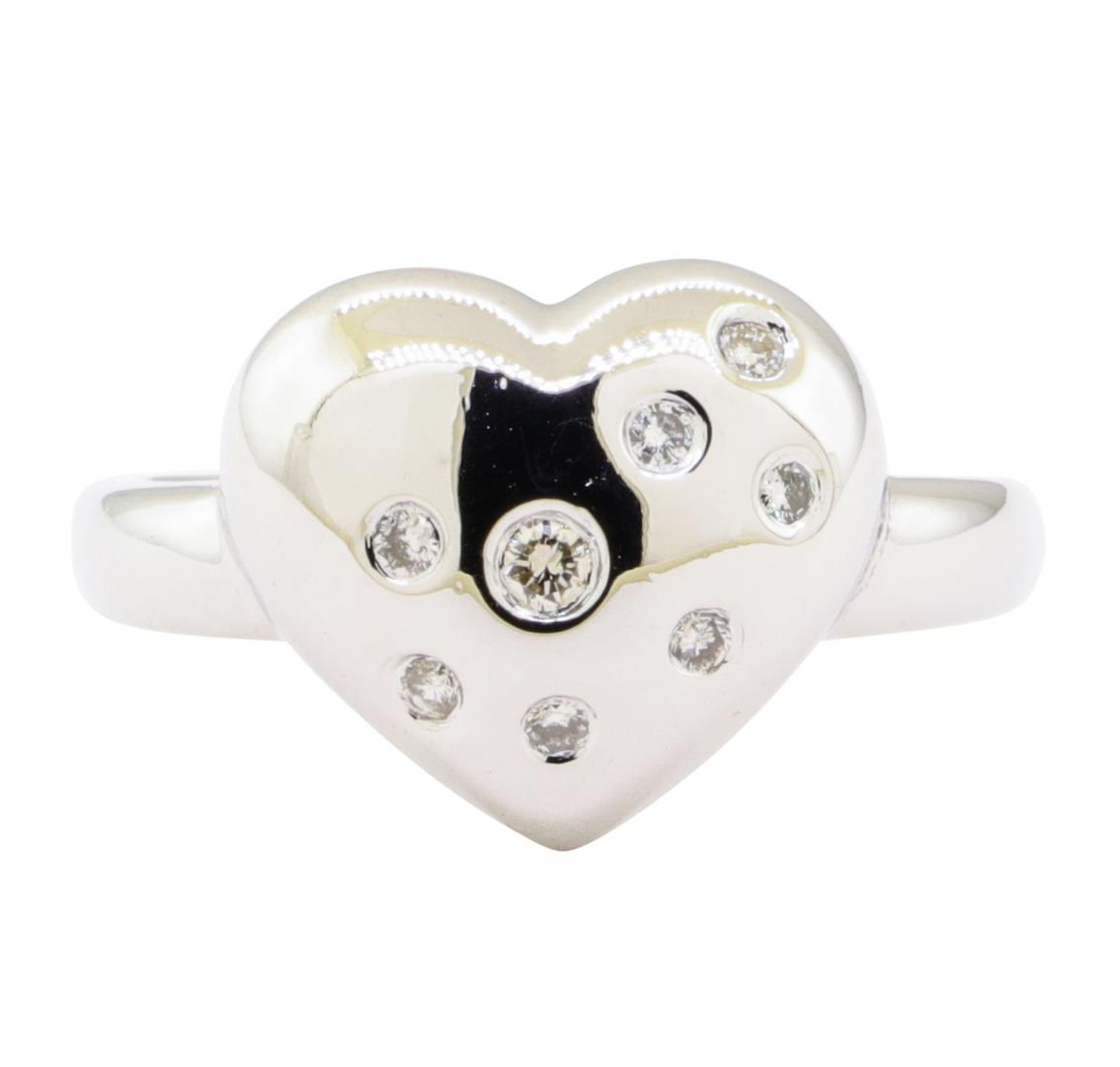 0.20 ctw Diamond Heart Shaped Ring - 14KT White Gold - Image 2 of 4