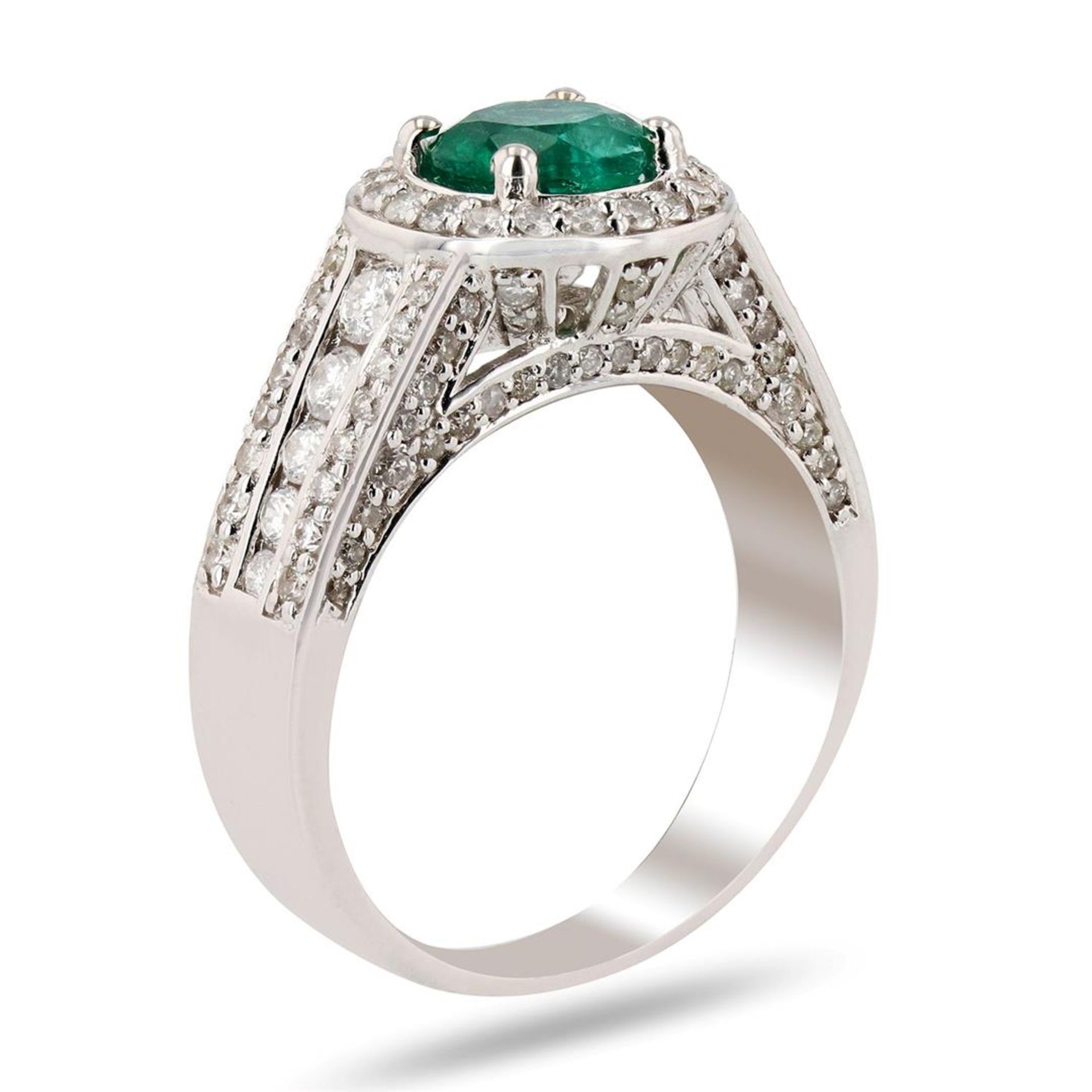 0.95ct Emerald and 1.13ctw Diamond 14K White Gold Ring - Image 2 of 4