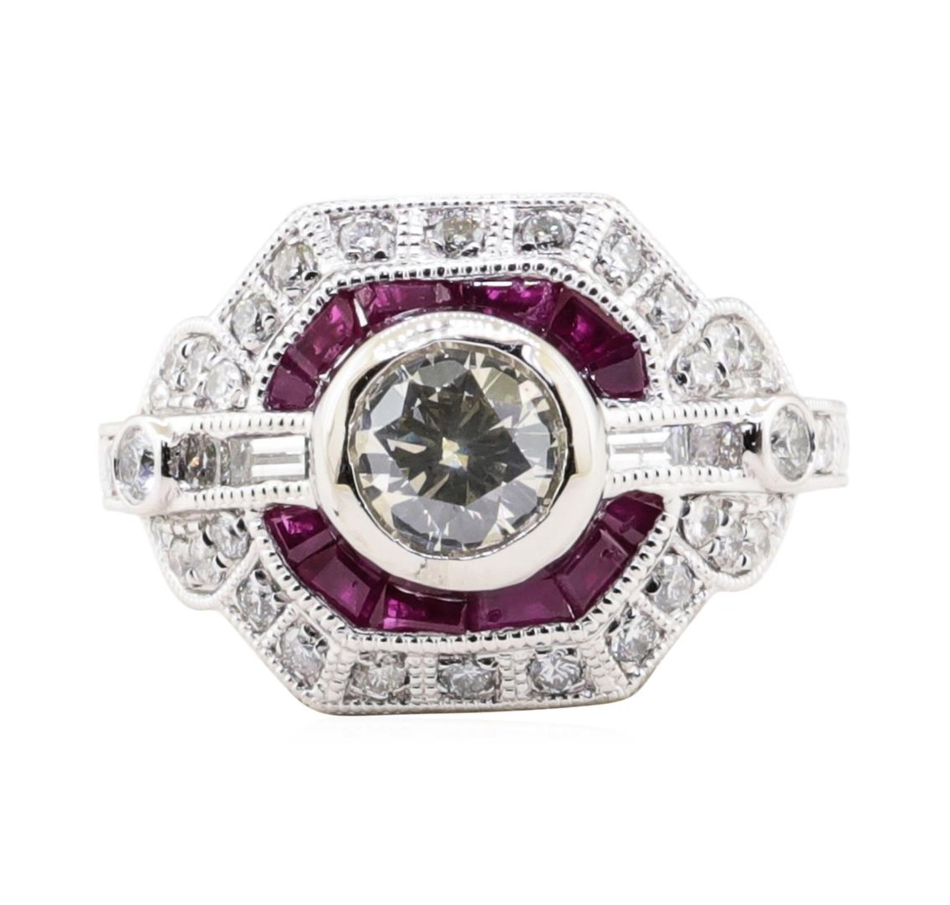 2.24ctw Diamond and Ruby Ring - Platinum