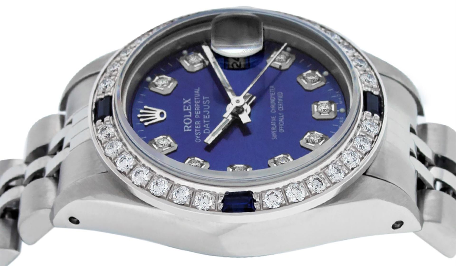 Rolex Ladies Stainless Steel Blue Diamond & Sapphire Oyster Perpetual Datejust W - Image 8 of 8