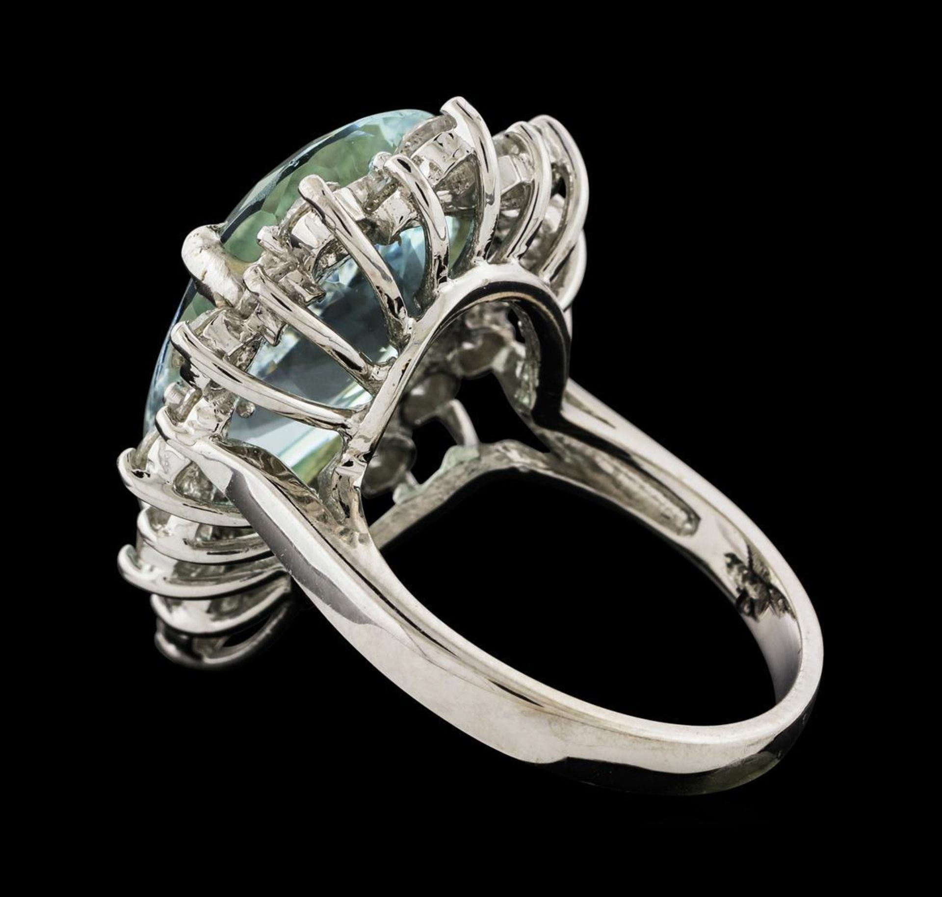 9.17 ctw Aquamarine and Diamond Ring - 14KT White Gold - Image 3 of 5