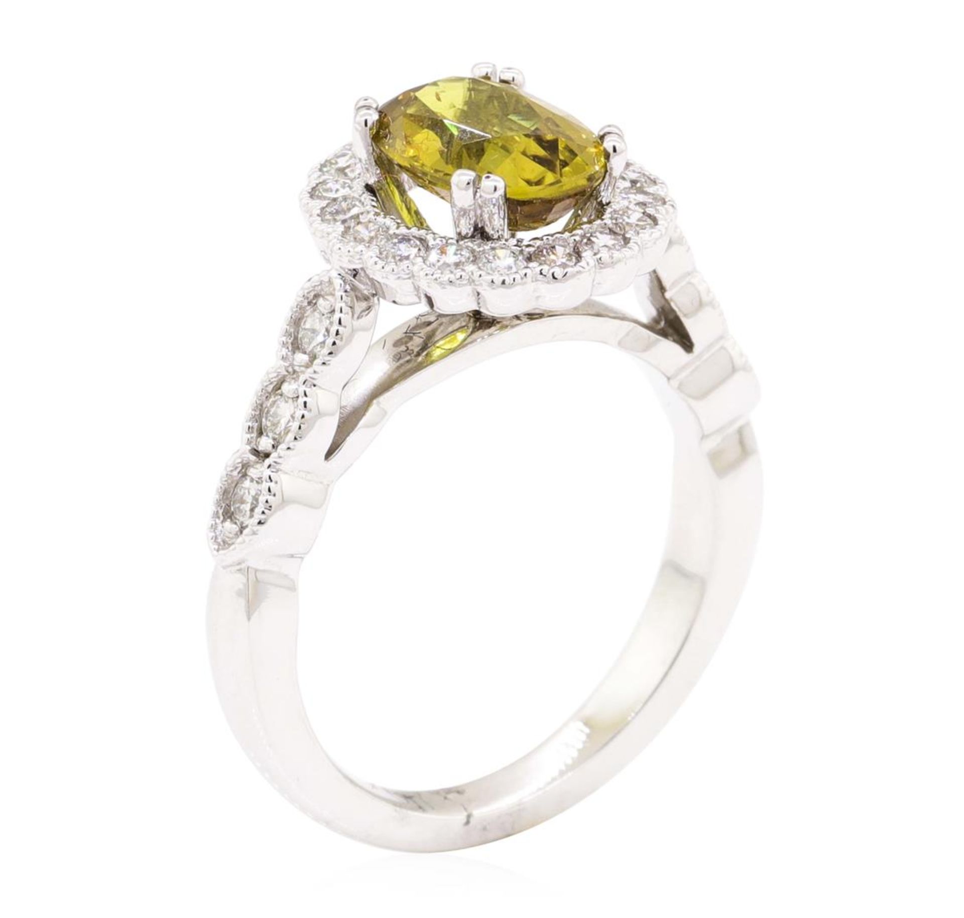 3.17 ctw Oval Mixed Yellow Sapphire And Round Brilliant Cut Diamond Ring - 14KT - Image 4 of 5