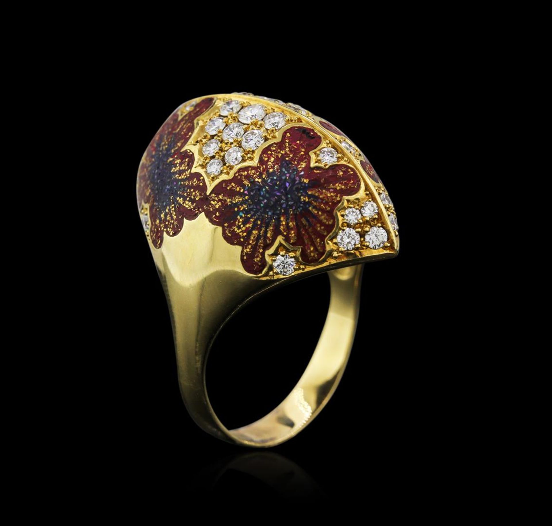 18KT Yellow Gold 0.80 ctw Diamond and Enamel Ring - Image 3 of 4