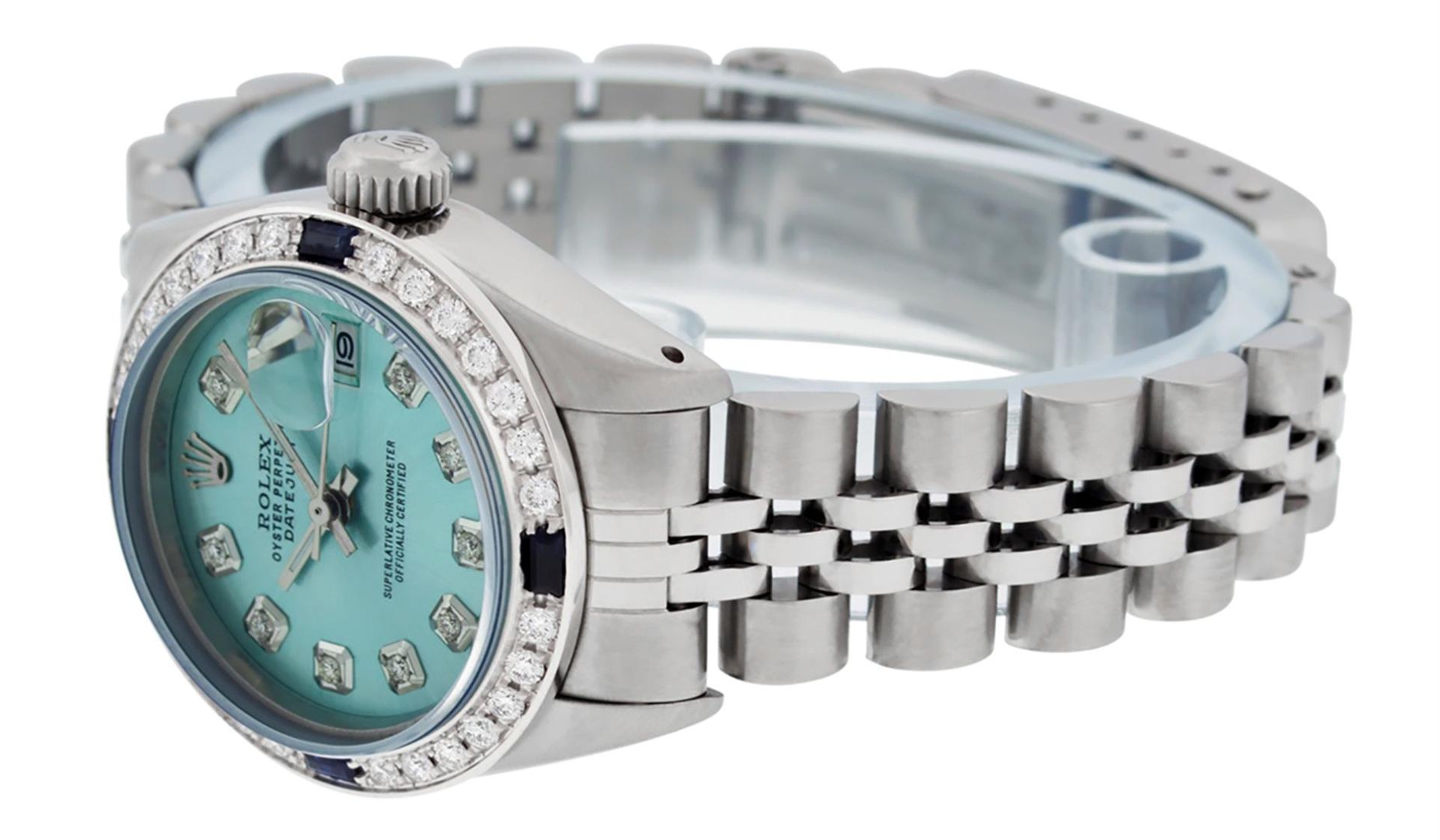 Rolex Ladies Stainless Steel Ice Blue Diamond 26MM Oyster Perpetaul Datejust - Image 7 of 7