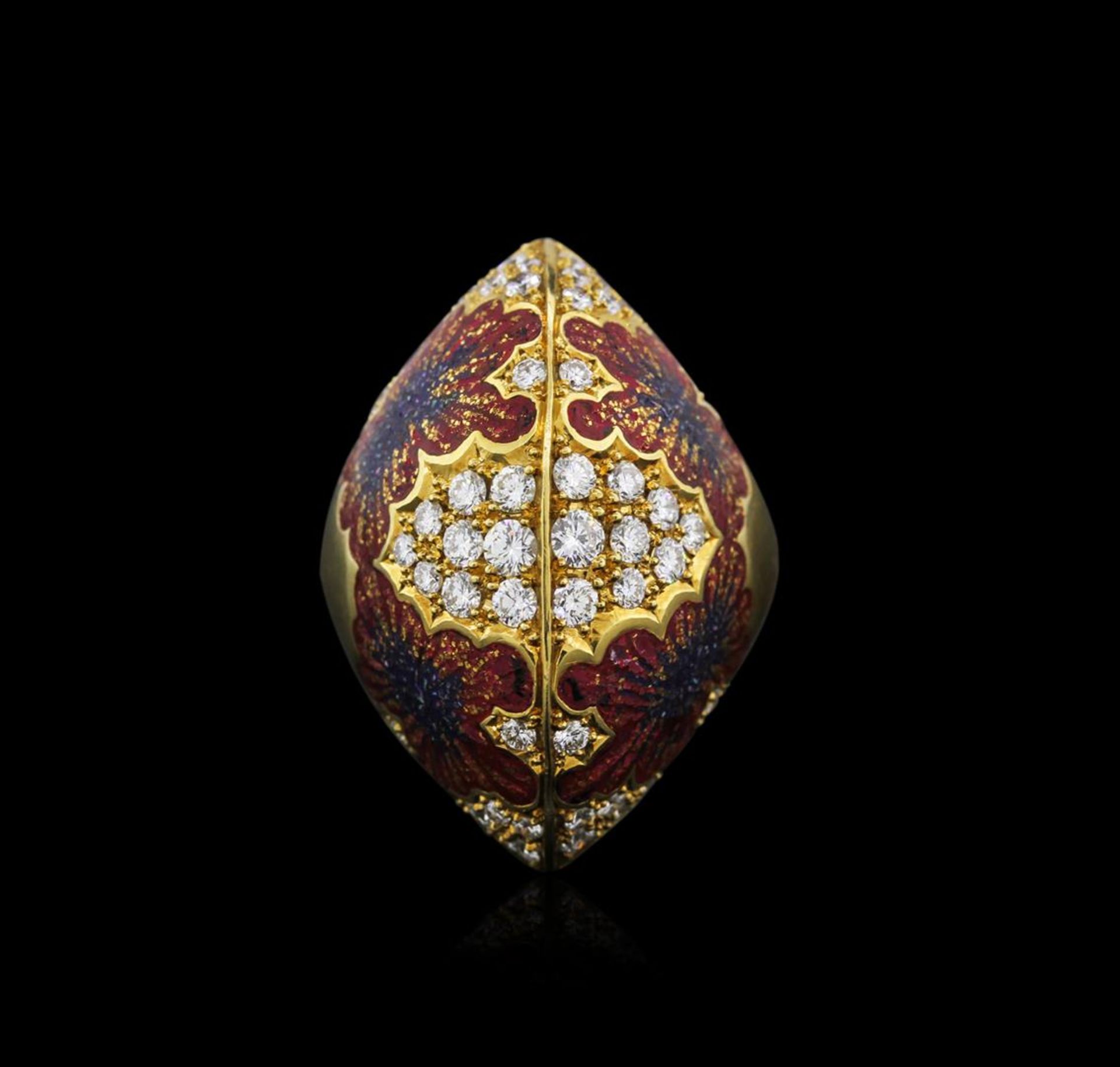 18KT Yellow Gold 0.80 ctw Diamond and Enamel Ring - Image 2 of 4