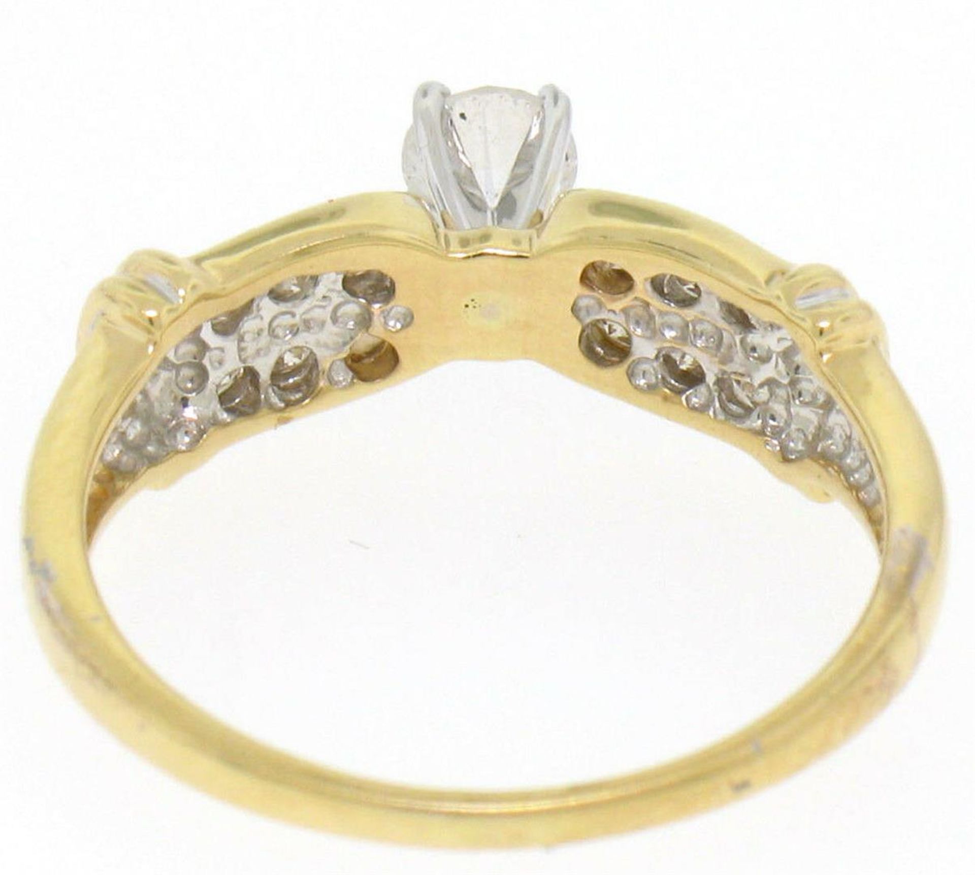 14k Yellow Gold 0.30ctw Round Diamond & Dual Row Channel Accent Engagement Ring - Image 6 of 6