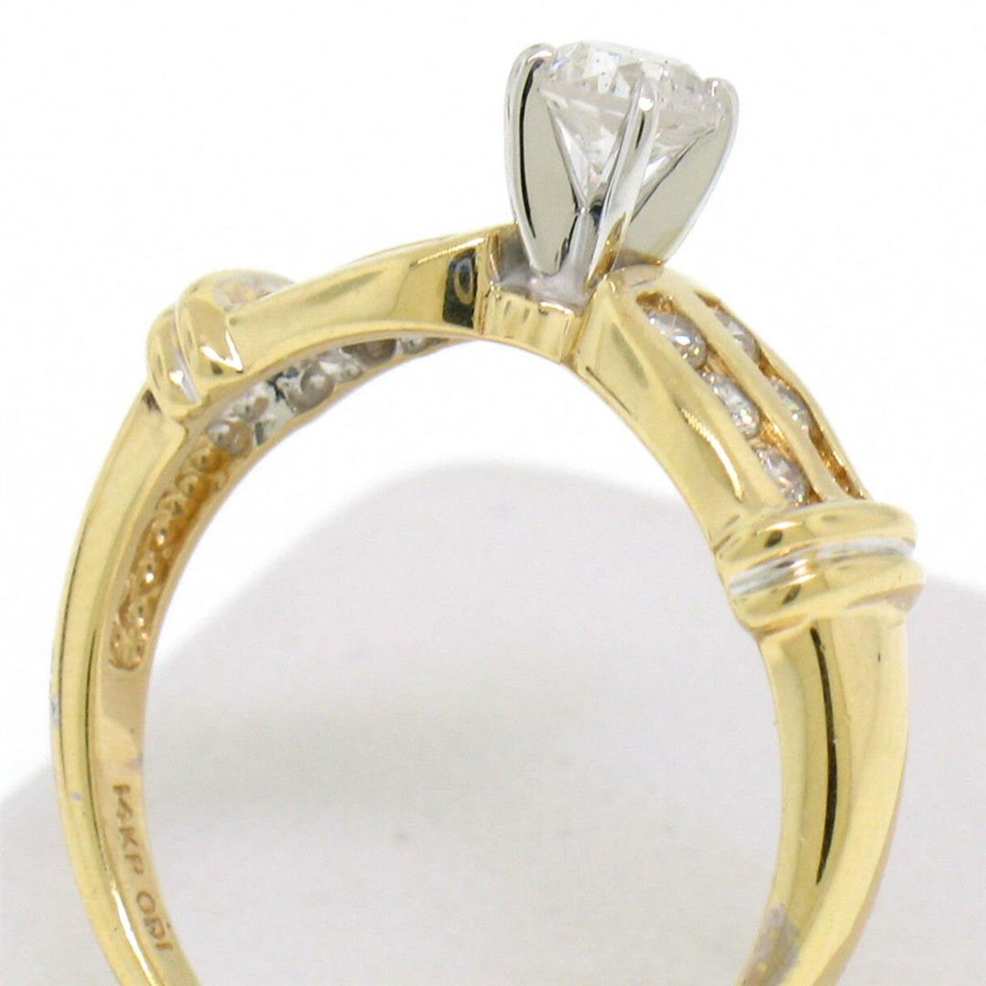 14k Yellow Gold 0.30ctw Round Diamond & Dual Row Channel Accent Engagement Ring - Image 5 of 6