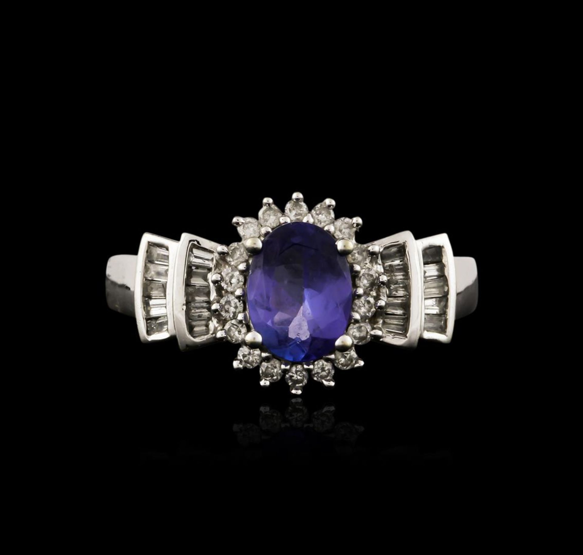 14KT White Gold 1.03ct Tanzanite and Diamond Ring