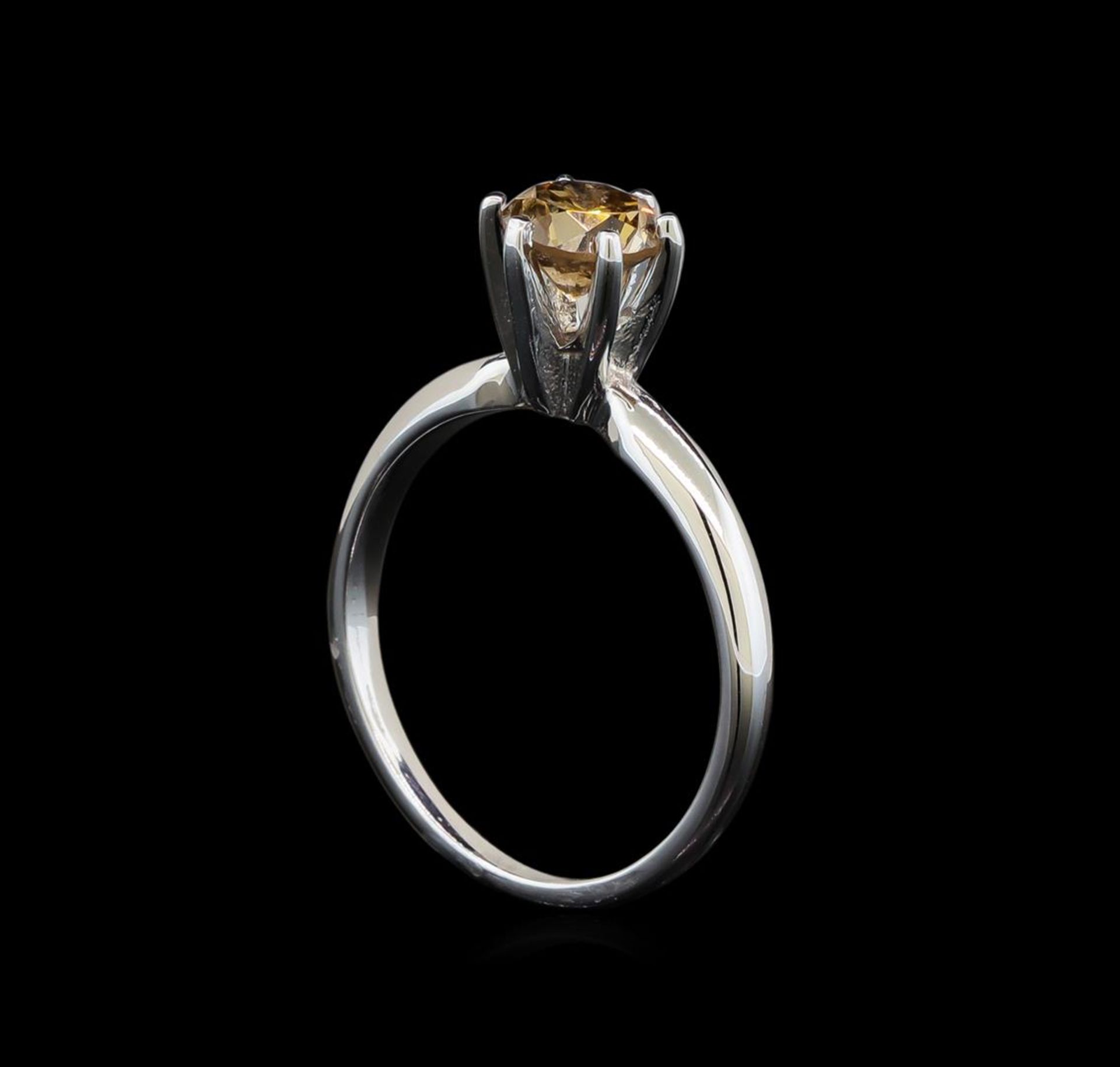 14KT White Gold 0.80ct Round Cut Fancy Brown Diamond Solitaire Ring - Image 4 of 5