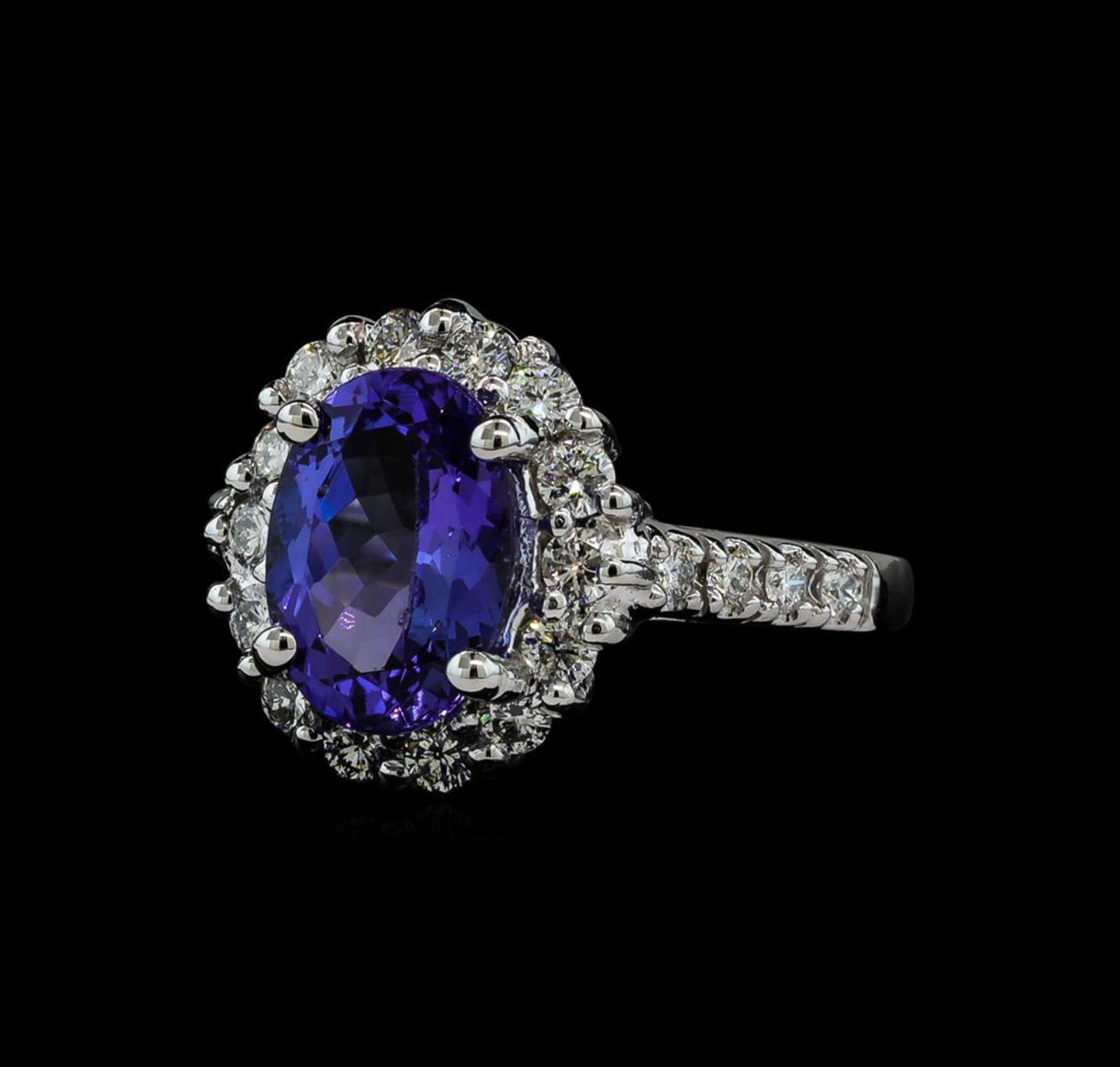 3.06 ctw Tanzanite and Diamond Ring - 14KT White Gold