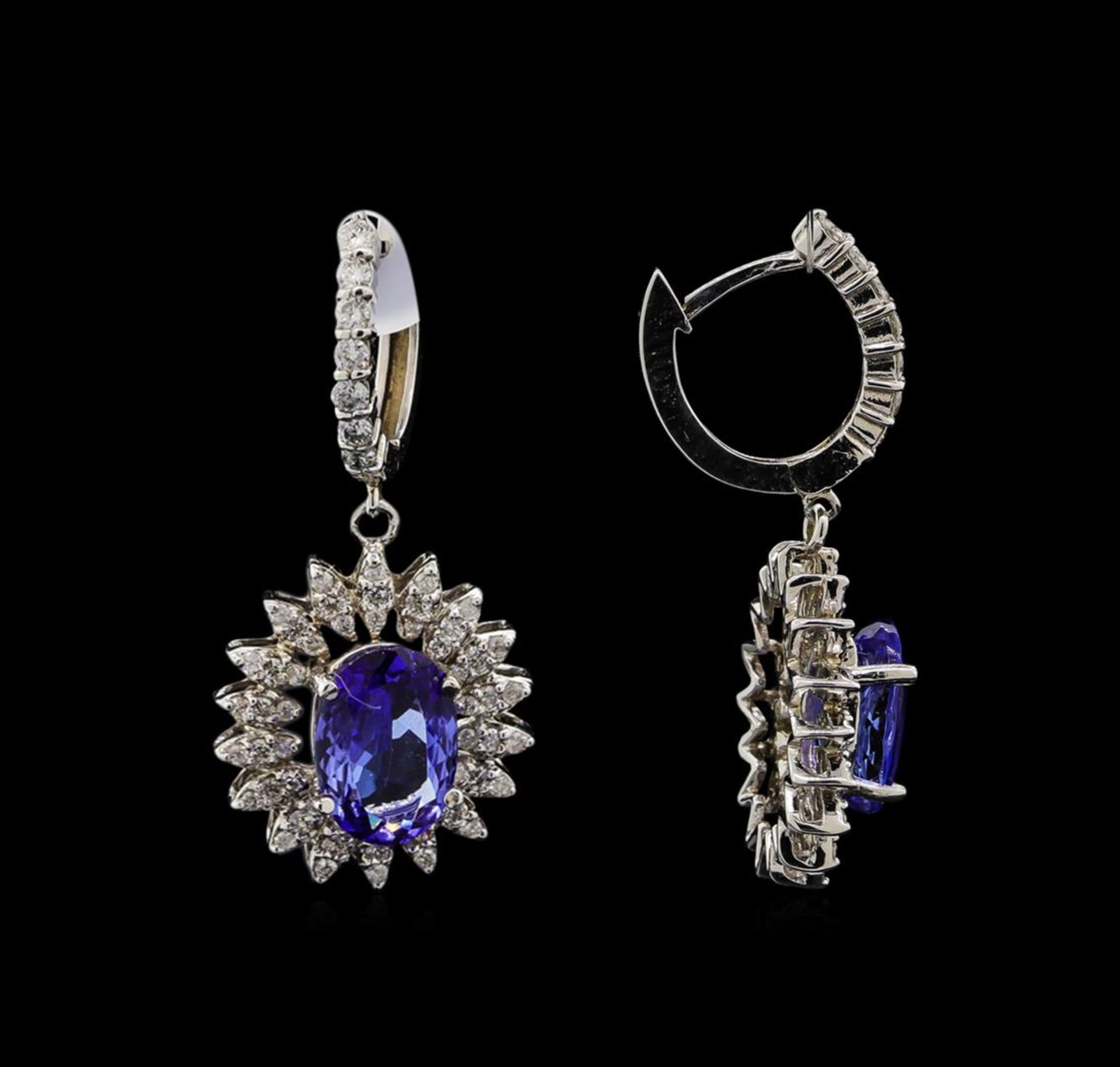 14KT White Gold 4.08 ctw Tanzanite and Diamond Earrings - Image 2 of 3