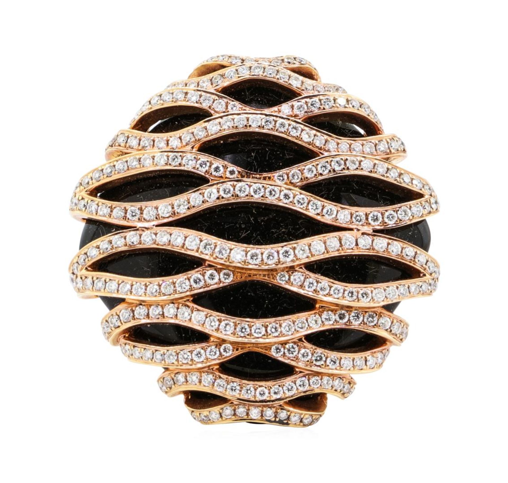 1.65 ctw Diamond and Onyx Ring - 18KT Rose Gold - Image 2 of 4