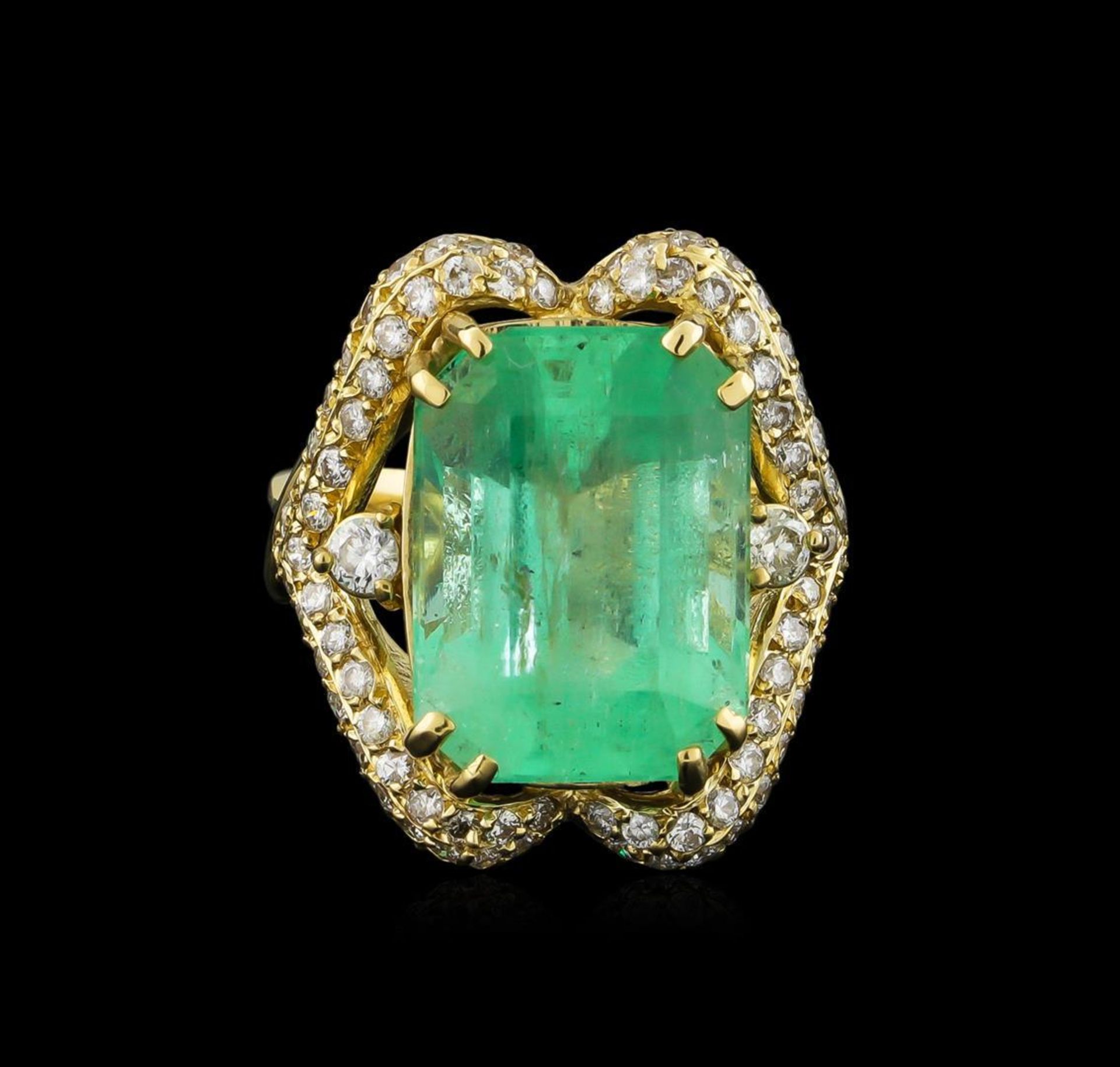 GIA Cert 17.51 ctw Emerald and Diamond Ring - 14KT Yellow Gold - Image 2 of 6