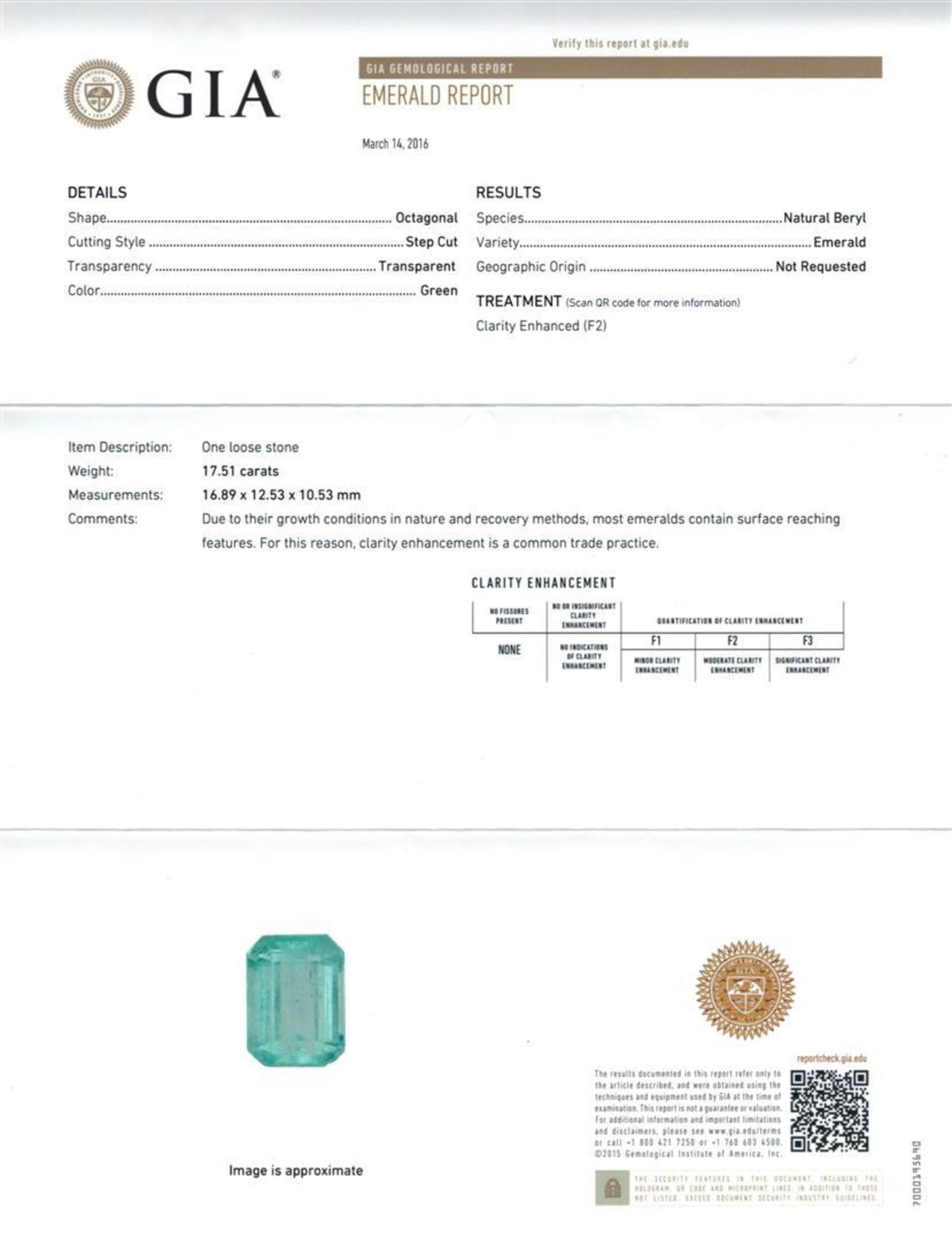 GIA Cert 17.51 ctw Emerald and Diamond Ring - 14KT Yellow Gold - Image 6 of 6