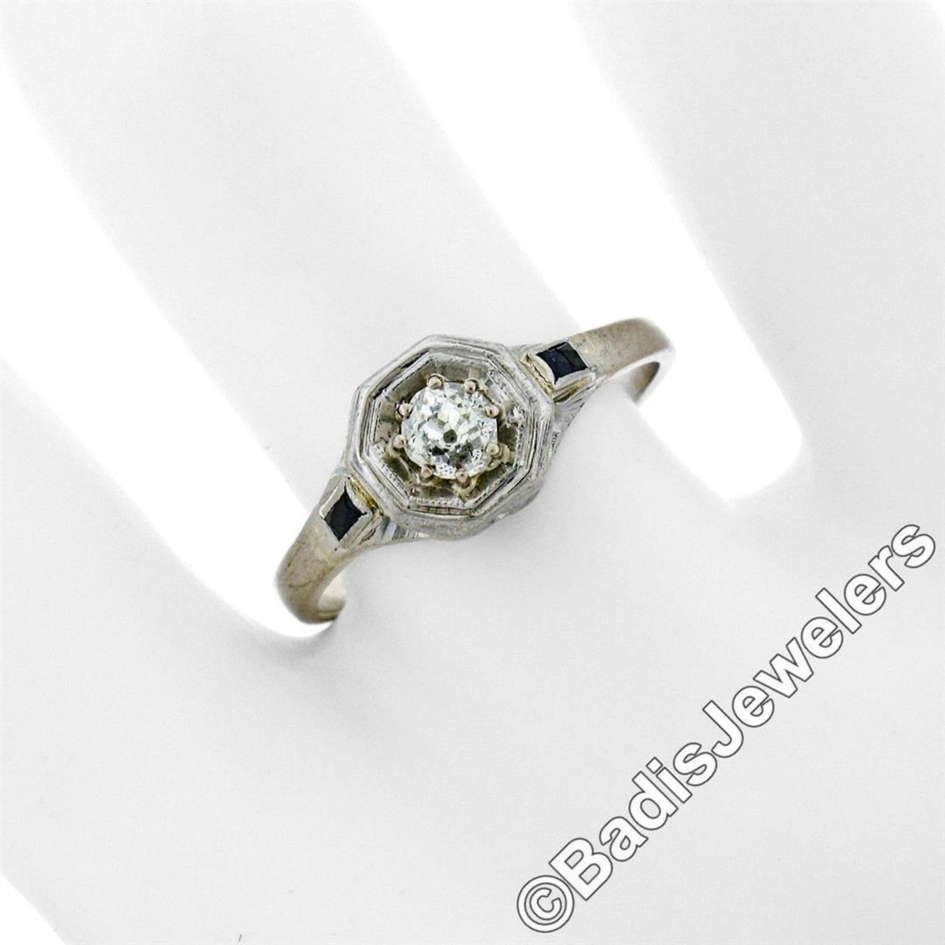 Art Deco 14kt White Gold 0.28ct Diamond Solitaire Engagement Ring - Image 5 of 7