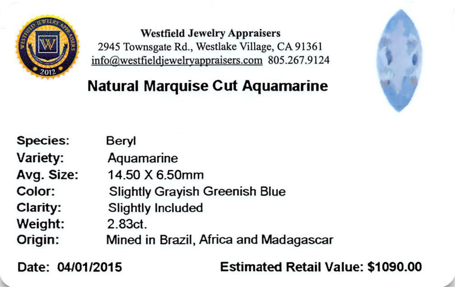 2.83ctw Marquise Aquamarine Parcel - Image 2 of 2