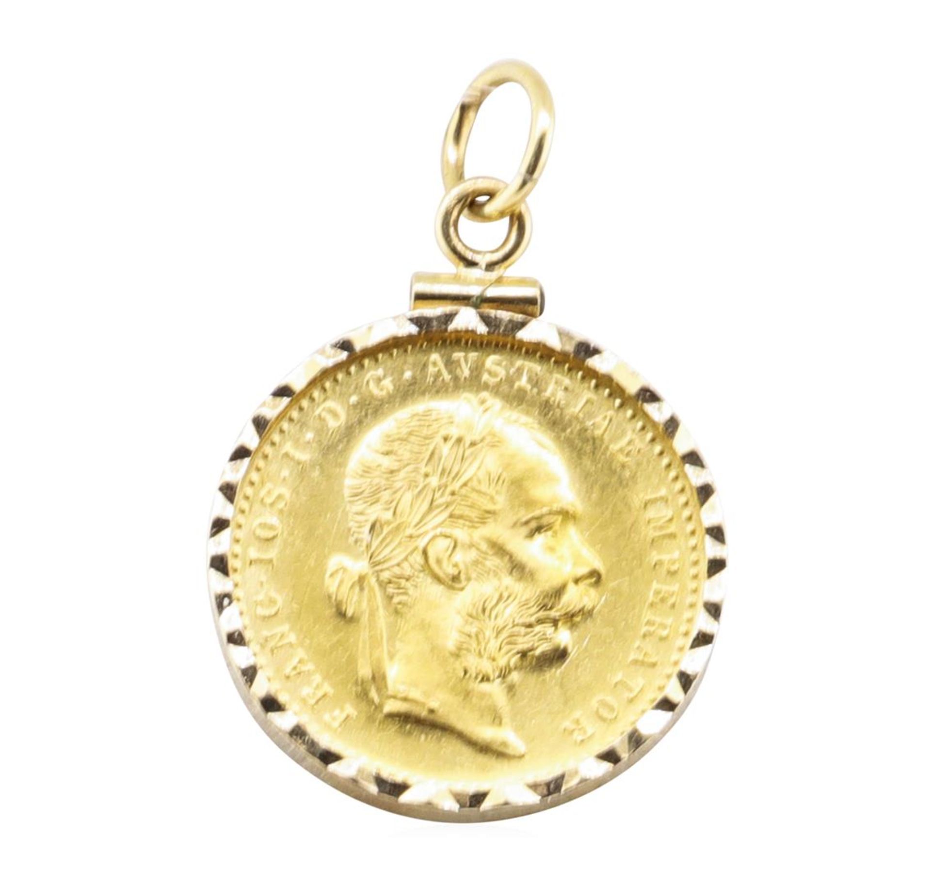 Austrain Ducat Pendant with Frame - 14 - 23KT Yellow Gold