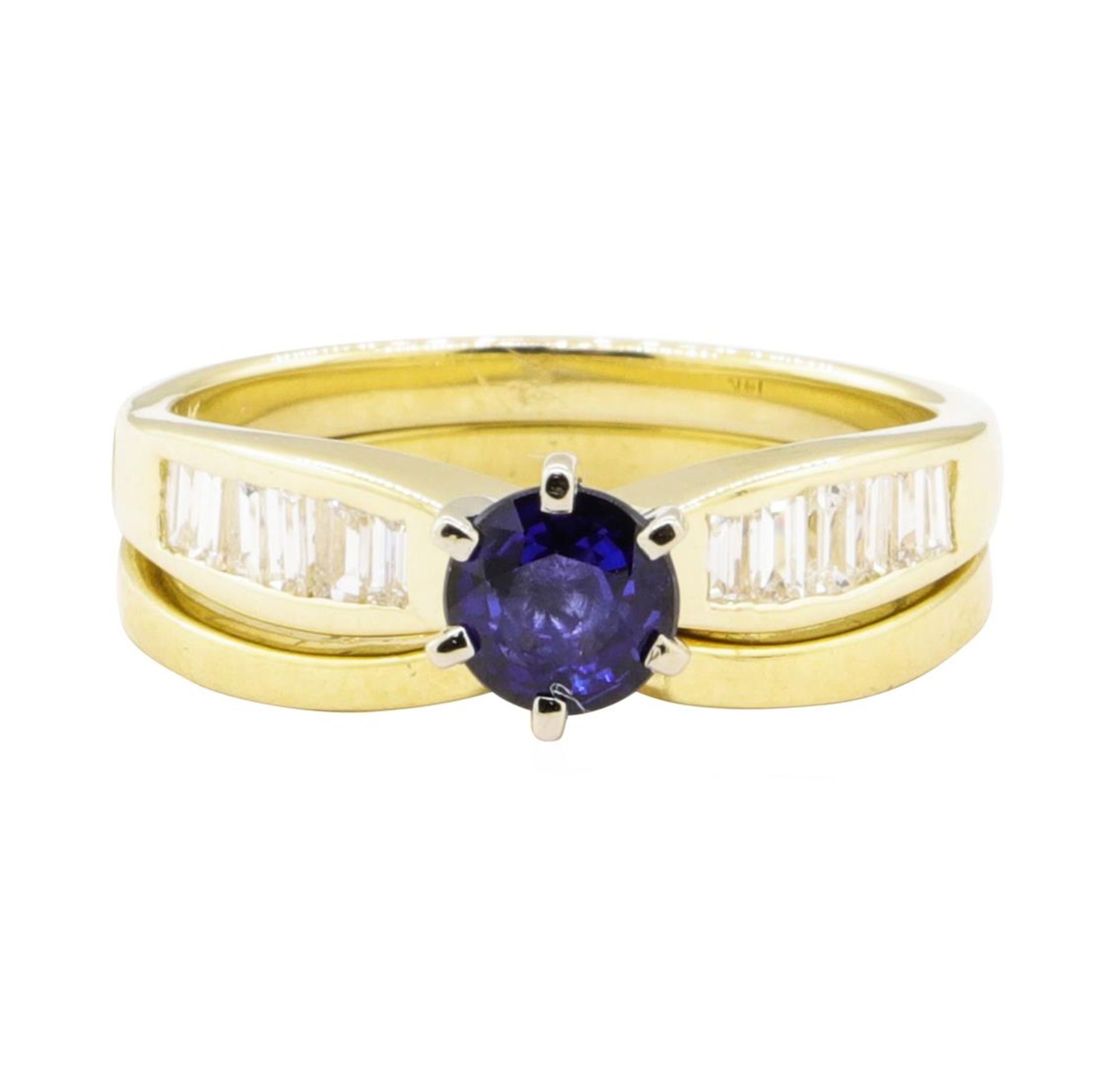 1.17ctw Blue Sapphire and Diamond Ring Set - 14KT Yellow Gold - Image 2 of 3