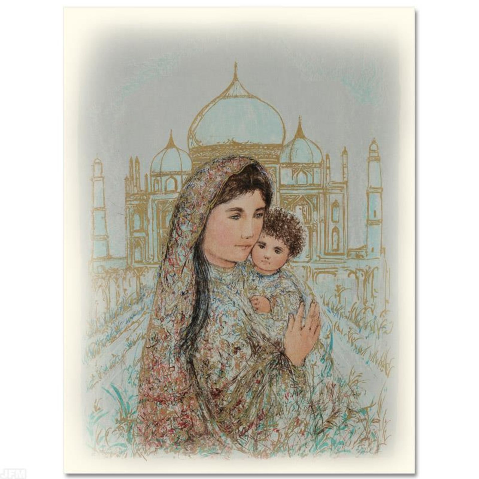 "Majesty at the Taj Mahal" Limited Edition Lithograph by Edna Hibel (1917-2014),