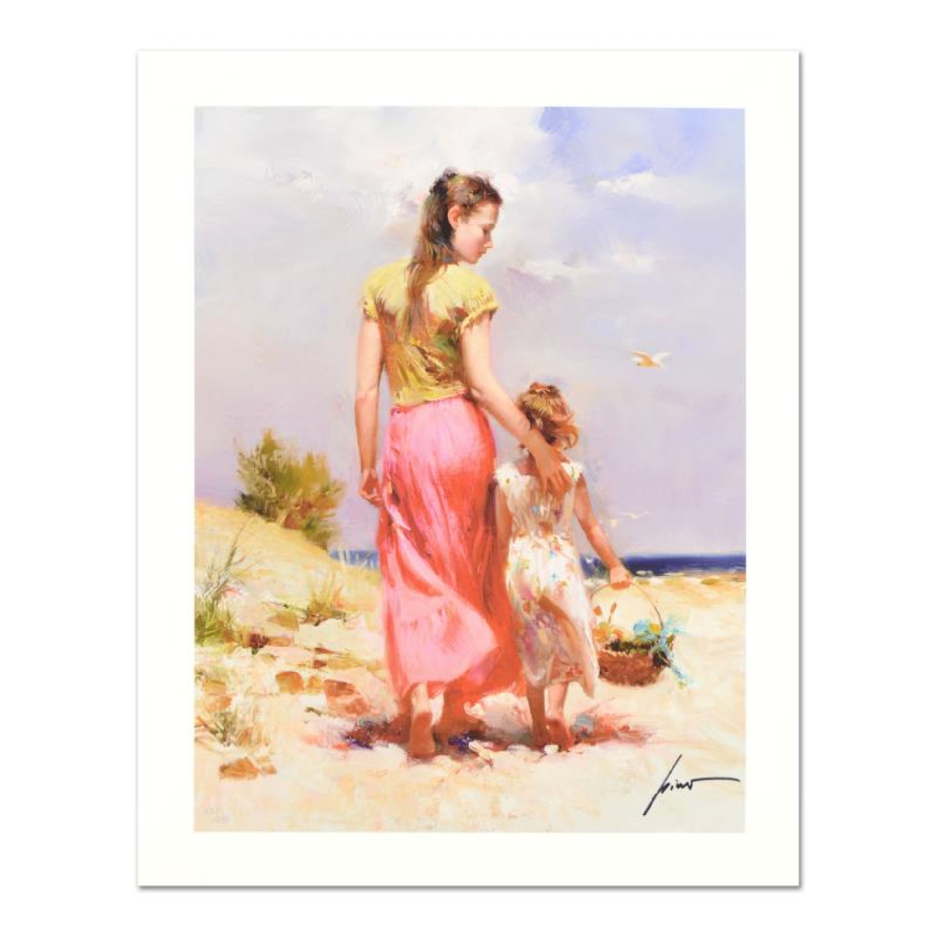 Pino (1939-2010) "Seaside Walk" Limited Edition Giclee. Numbered and Hand Signed