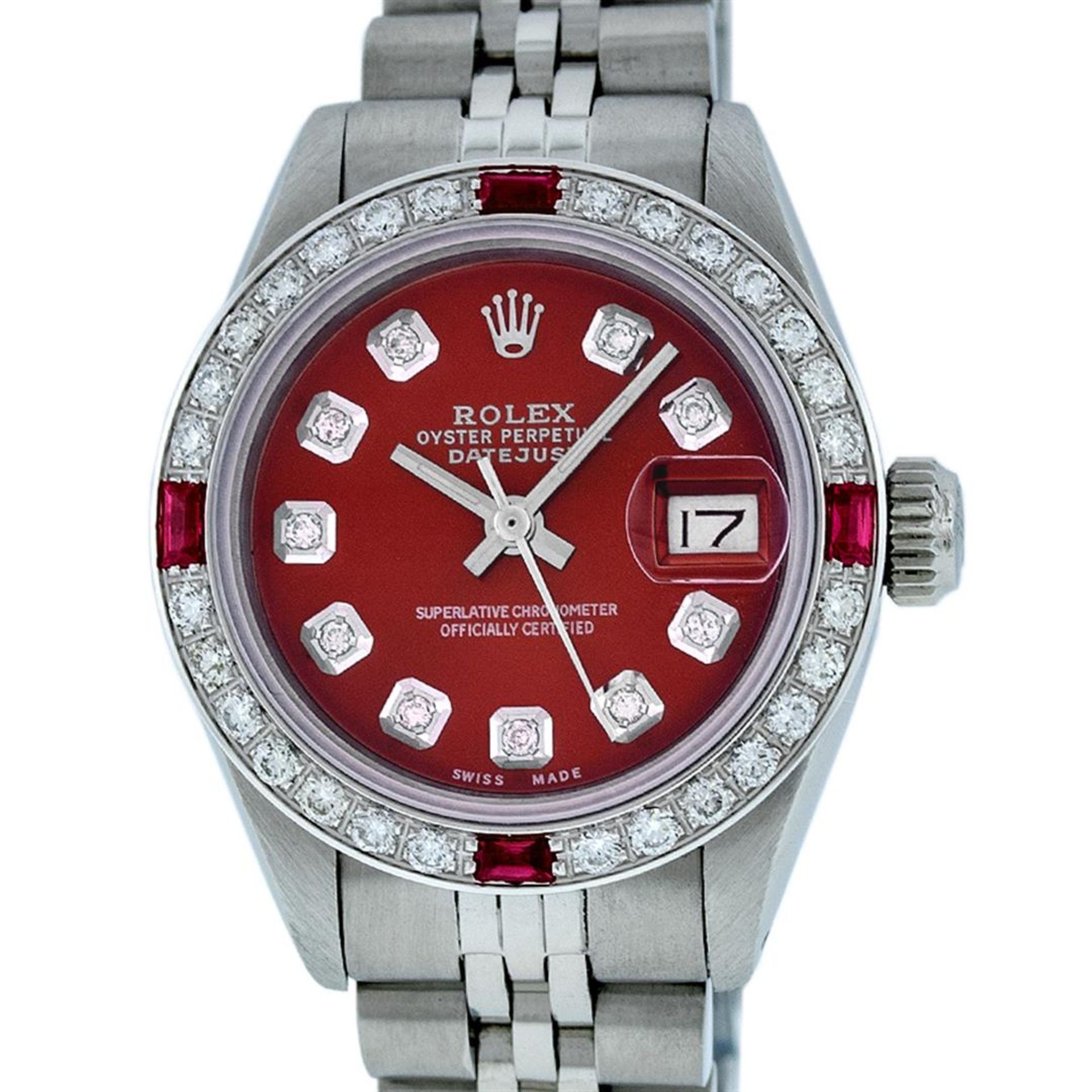 Rolex Ladies Stainless Steel Red Diamond & Ruby 26MM Datejust Wristwatch - Image 5 of 9