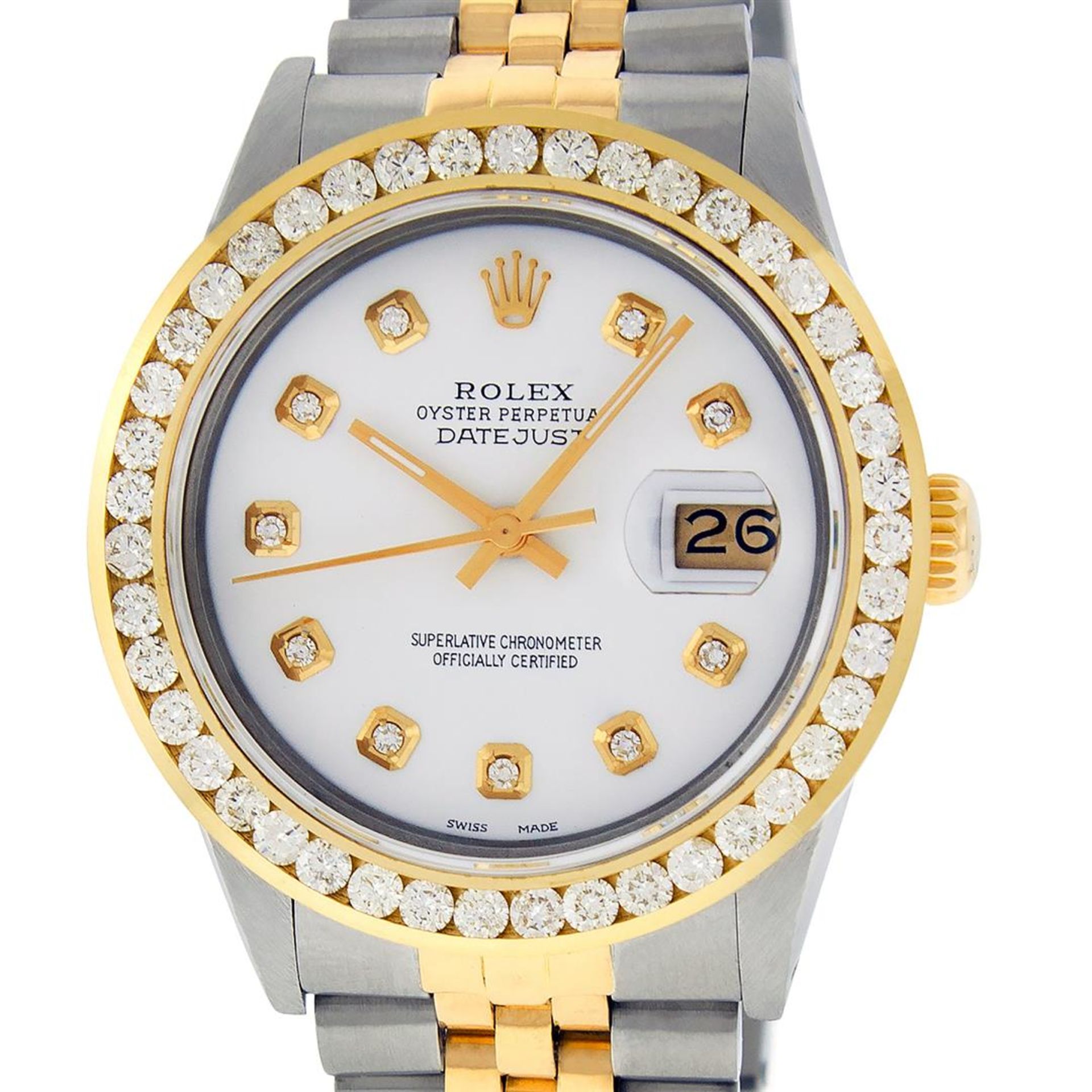 Rolex Mens 2 Tone White Diamond 3ctw Channel Set Datejust Wriswatch - Image 2 of 9