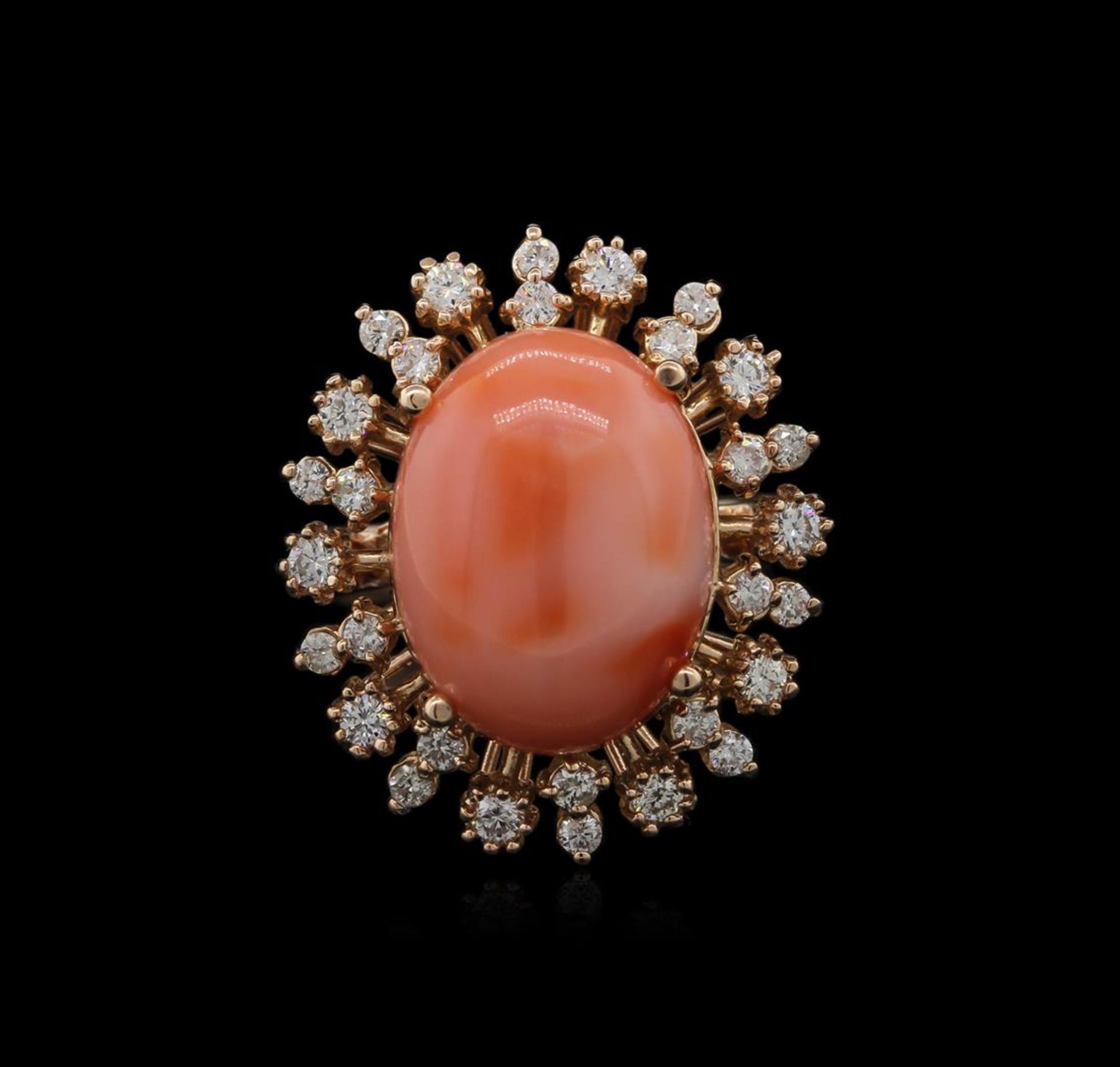 9.15 ctw Coral and Diamond Ring - 14KT Rose Gold - Image 2 of 2
