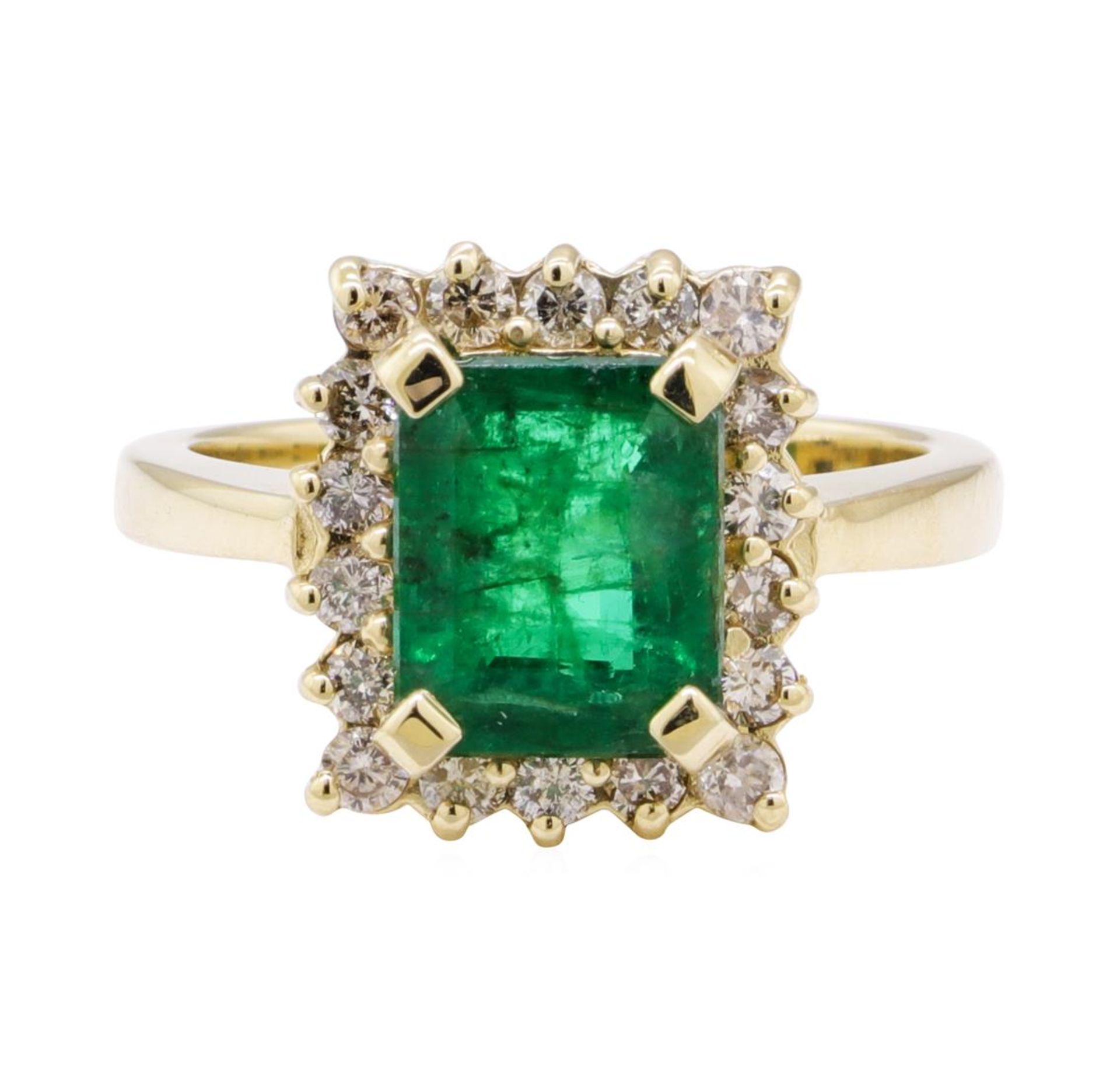 2.90ctw Emerald and Diamond Ring - 14KT Yellow Gold - Image 2 of 5