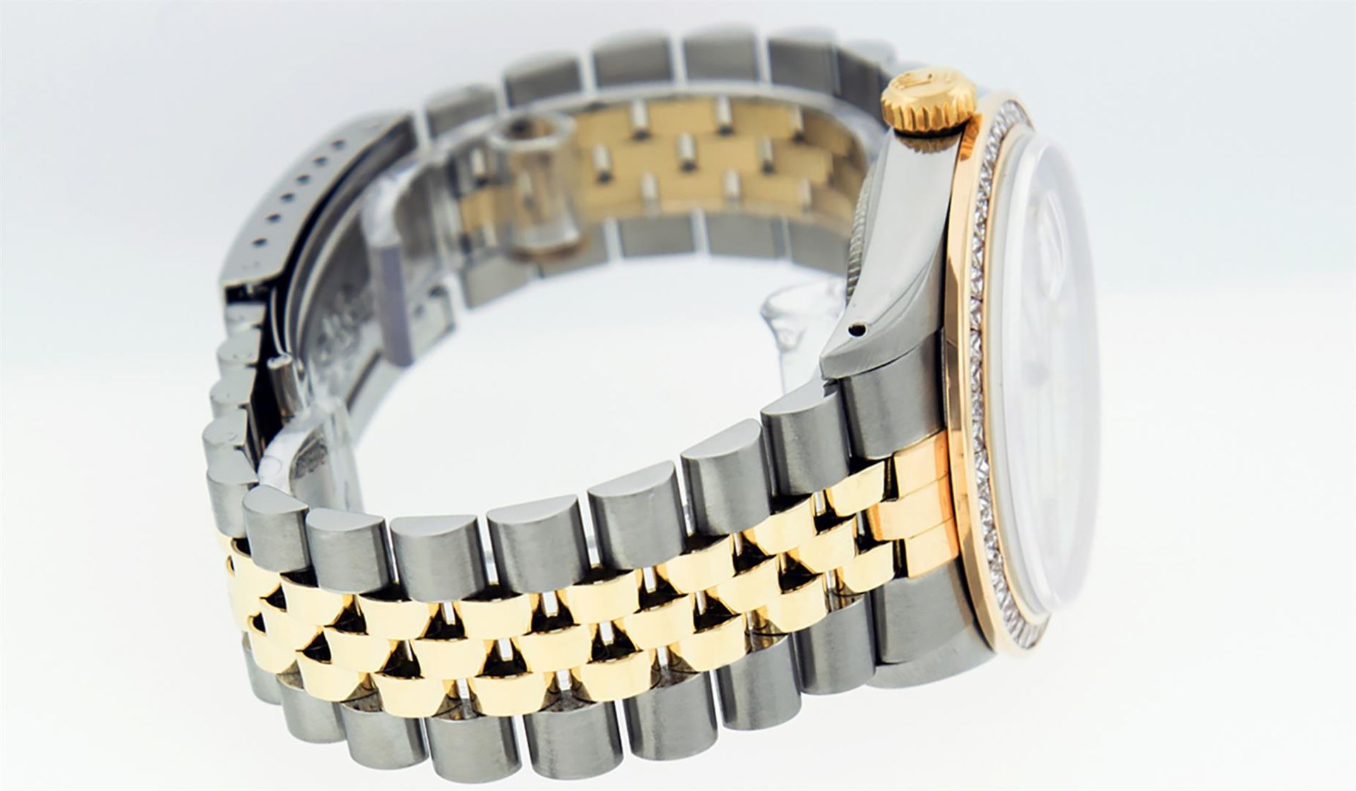 Rolex Mens 2 Tone MOP Princess Cut Diamond Datejust Wristwatch With Rolex Box - Image 6 of 9