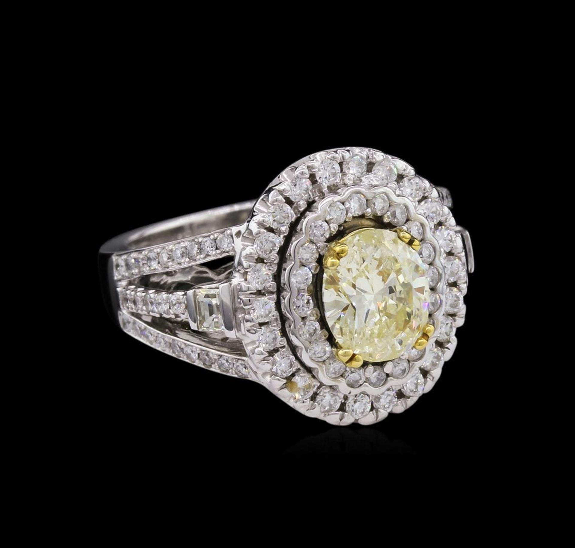 14KT White Gold 1.24ct I-1/Light Yellow GIA Cert Diamond Ring