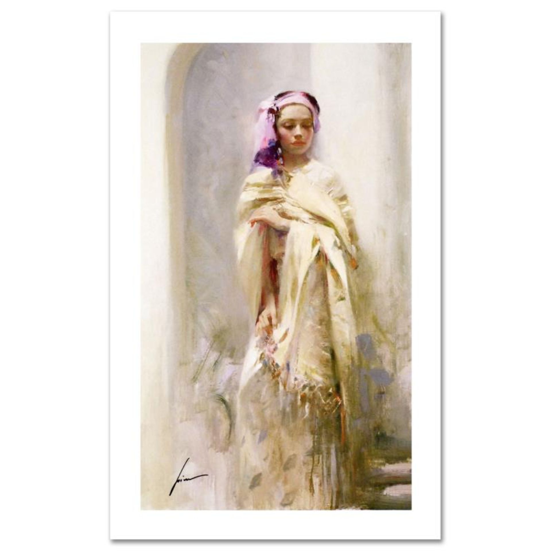 Pino (1931-2010), "The Silk Shawl" Limited Edition on Canvas, Numbered and Hand