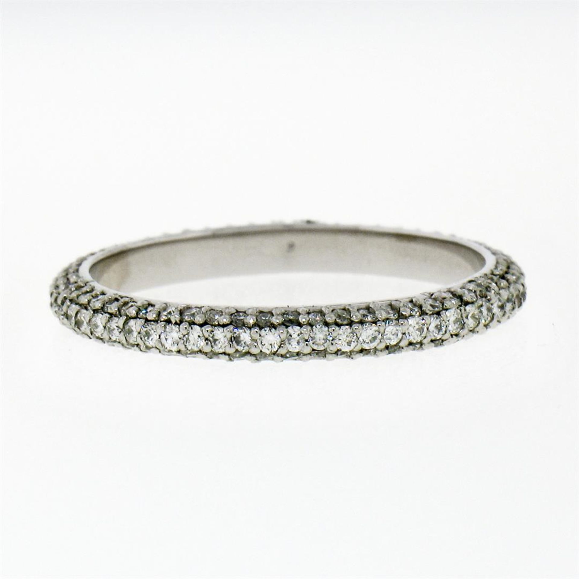 14K White Gold .85ctw Diamond 2.30mm Domed 3 Row Eternity Wedding Band Ring - Image 6 of 6