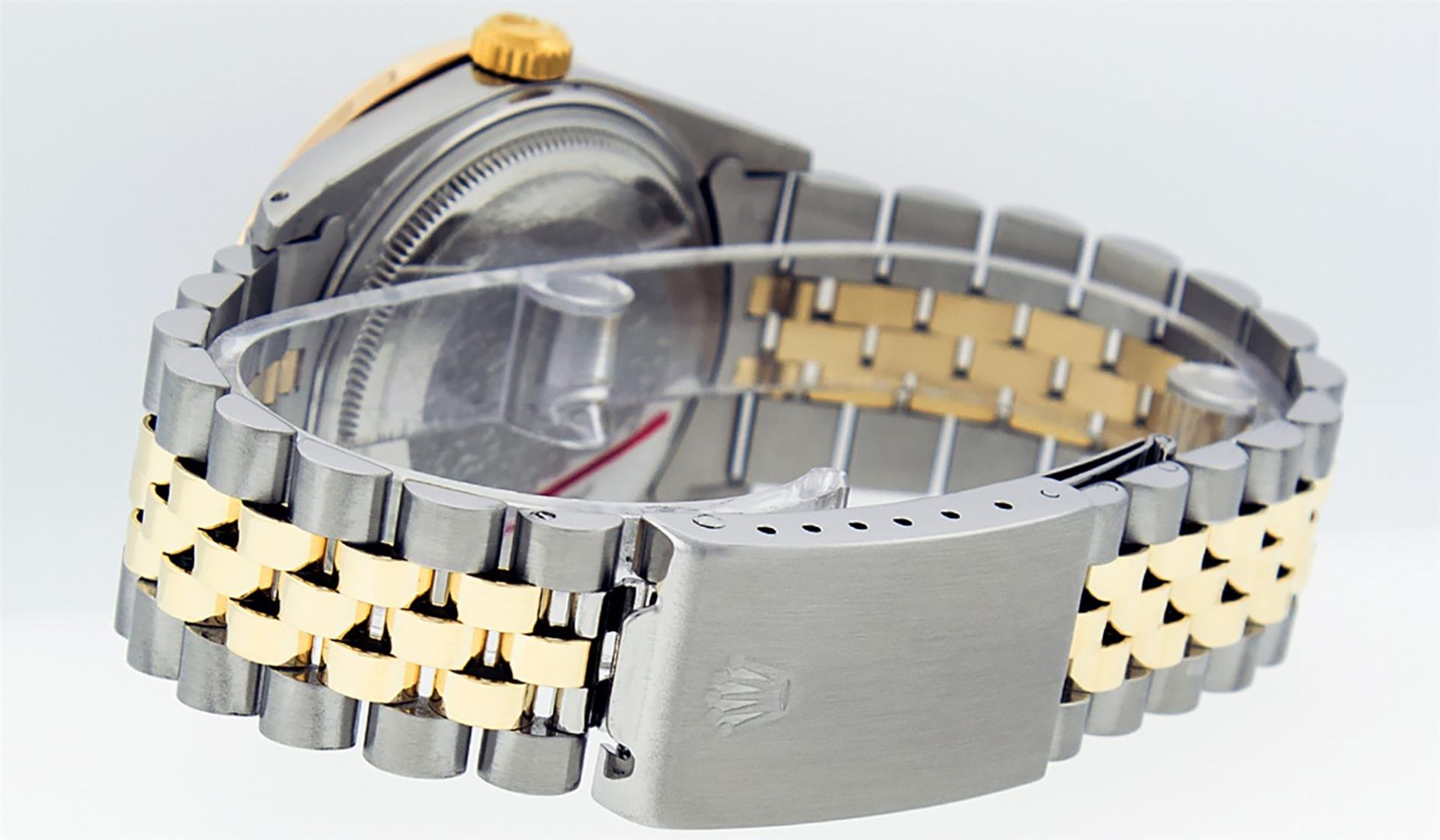 Rolex Mens 2 Tone MOP Princess Cut Diamond Datejust Wristwatch With Rolex Box - Image 9 of 9