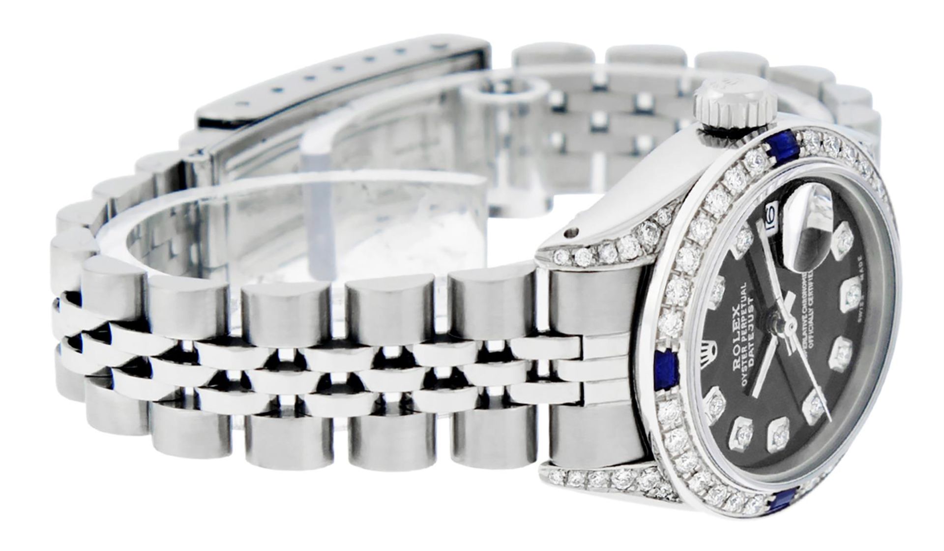 Rolex Ladies Stainless Steel Black Diamond Lugs & Sapphire Datejust 26MM - Image 8 of 9