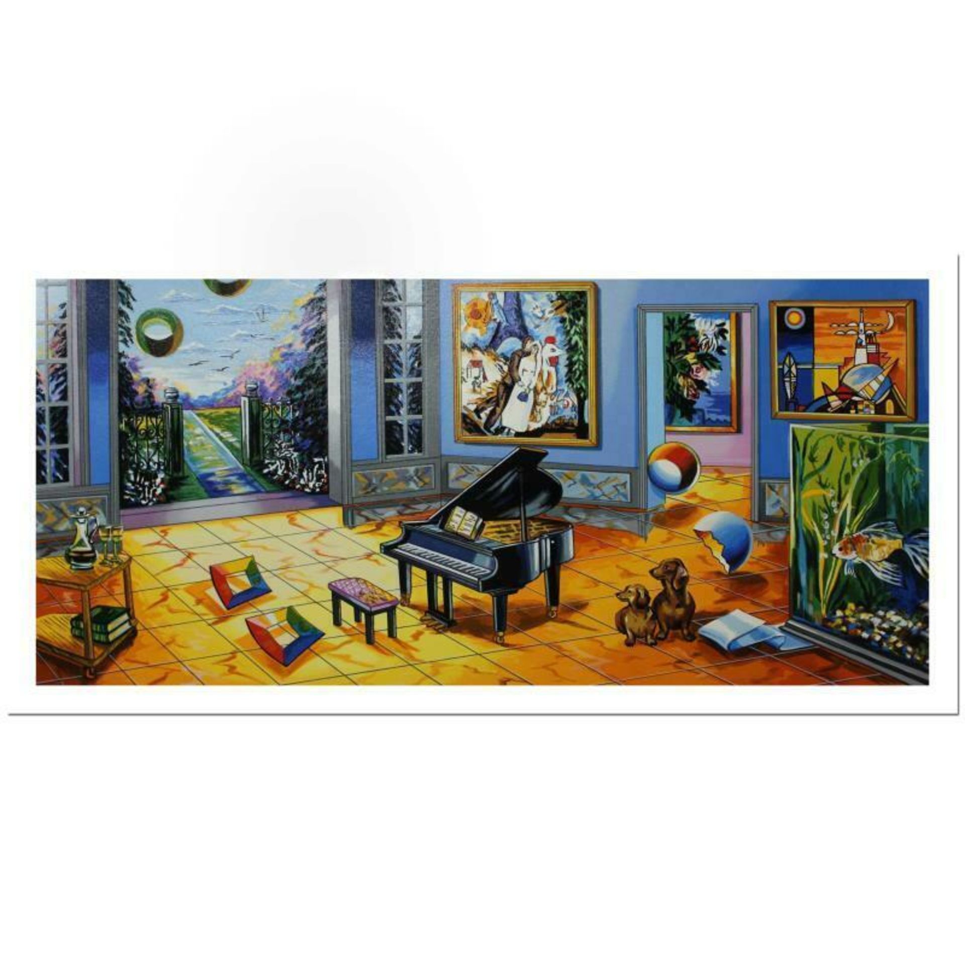 Alexander Astahov, "Black Piano" Hand Signed Limited Edition Serigraph with Lett